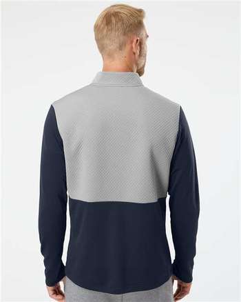 Photo de Text texturé en mélange de médias avec fermeture éclair jusqu'au quart - Adidas - Collegiate Navy/ Grey Three - vue 4
