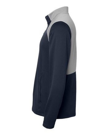 Photo de Text texturé en mélange de médias avec fermeture éclair jusqu'au quart - Adidas - Collegiate Navy/ Grey Three - vue 1