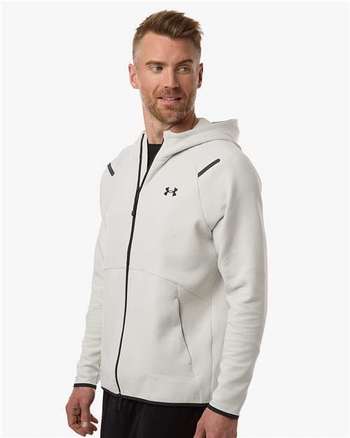 Photo of Men's Unstoppable Fleece Full-Zip - Under Armour - Summit White/ Black - view 5