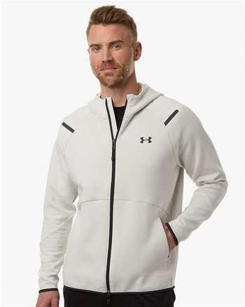 Photo de Men's Unstoppable Fleece Full-Zip - Under Armour - Blanc Sommet/ Noir - vue 6