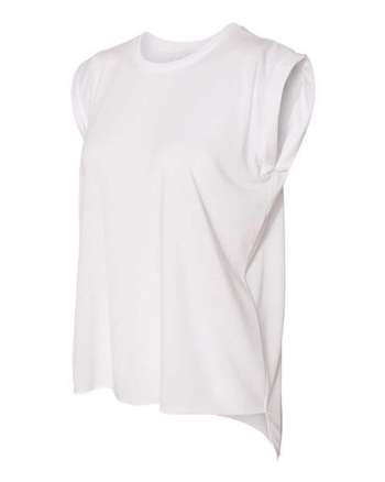 Photo of Women’s Flowy Rolled Cuffs Muscle Tee - BELLA + CANVAS - White - view 2