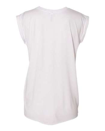 Photo of Women’s Flowy Rolled Cuffs Muscle Tee - BELLA + CANVAS - White - view 1
