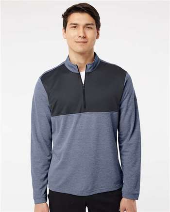 Photo of Lightweight Quarter-Zip Pullover - Adidas - Collegiate Navy Heather/ Carbon - view 6