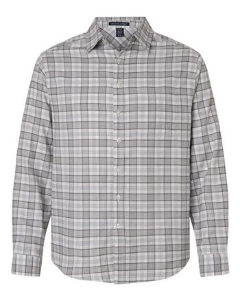 Photo de Men's Concord Yarn-Dye Flannel Shirt - Devon & Jones - Graphite/ Grey/ White - vue 3