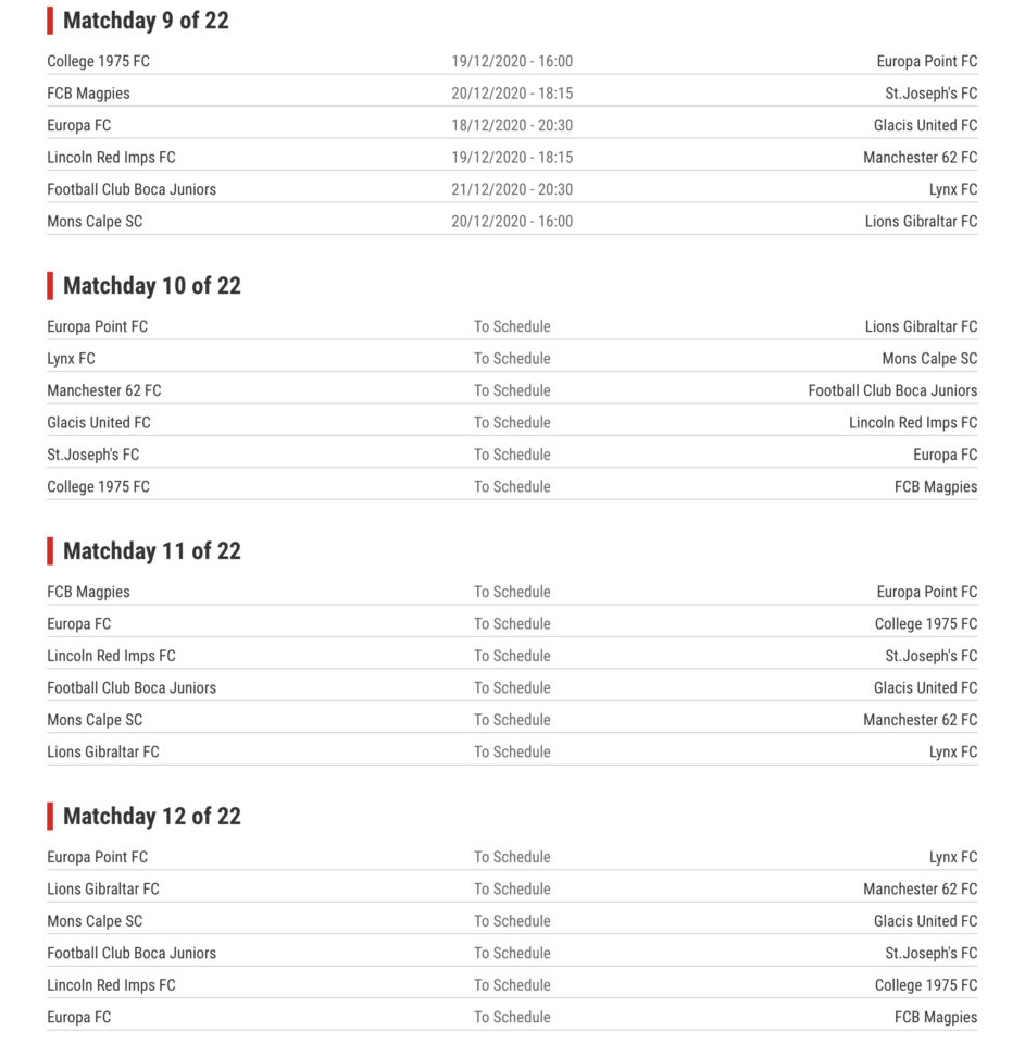 Fixture list announced for start of new season