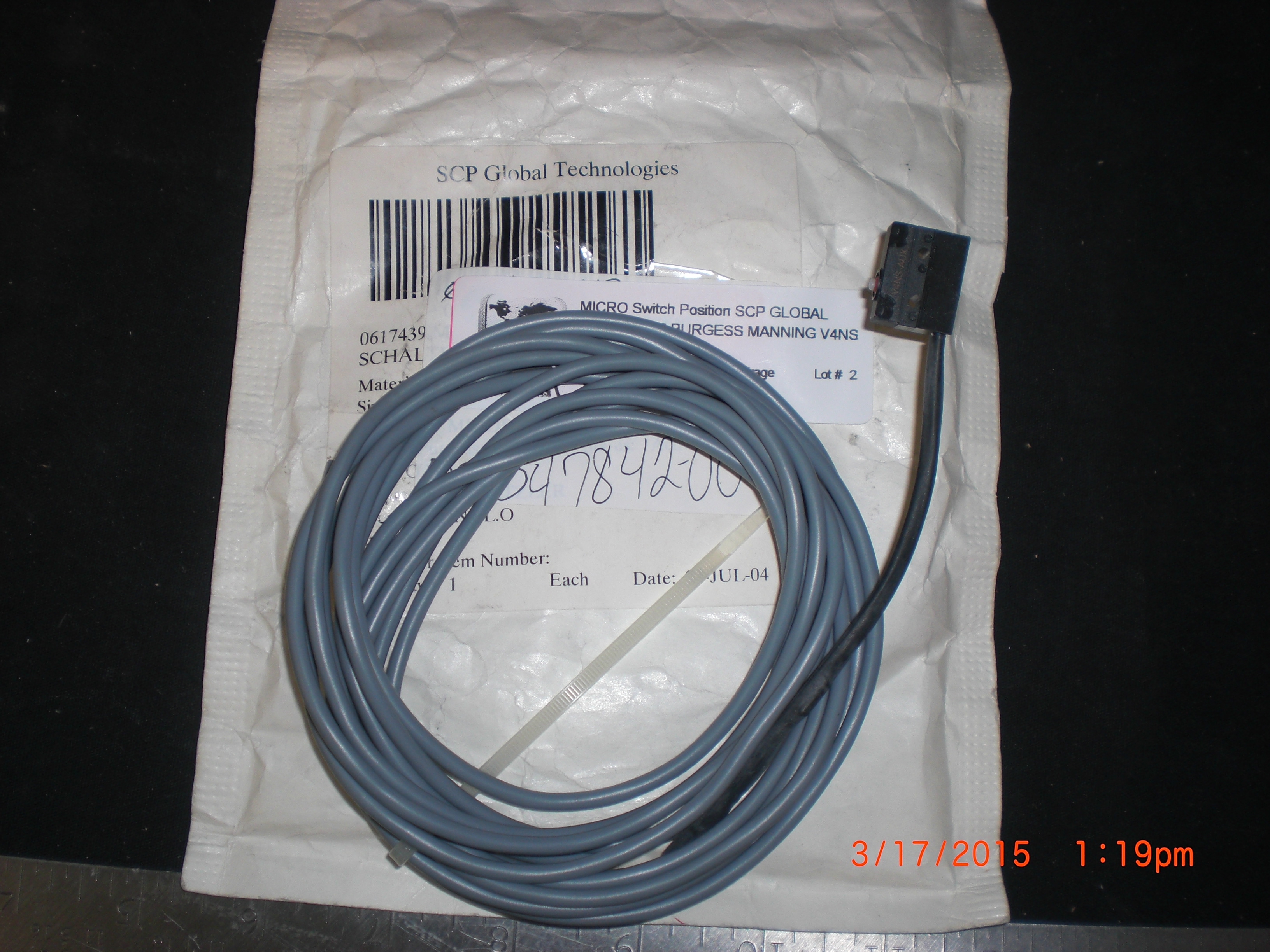 Switch MICRO Switch Position SCP GLOBAL 00047842-00 BURGESS MANNING V4NS-AUX