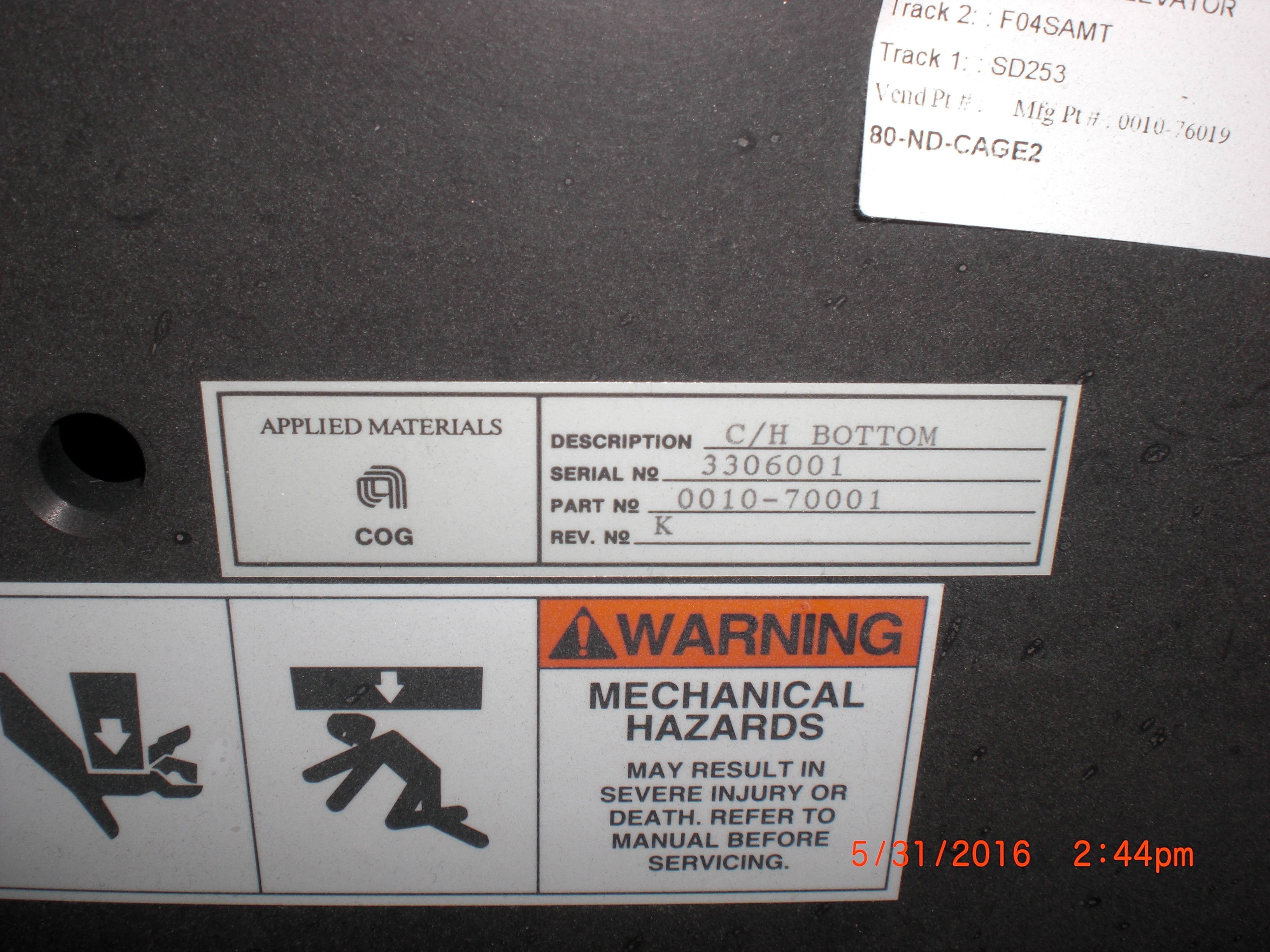 OEM Part Applied Materails (AMAT) 0010-7001 CASSETTE ASSY HANDLER-BOTTOM 200mm P5000