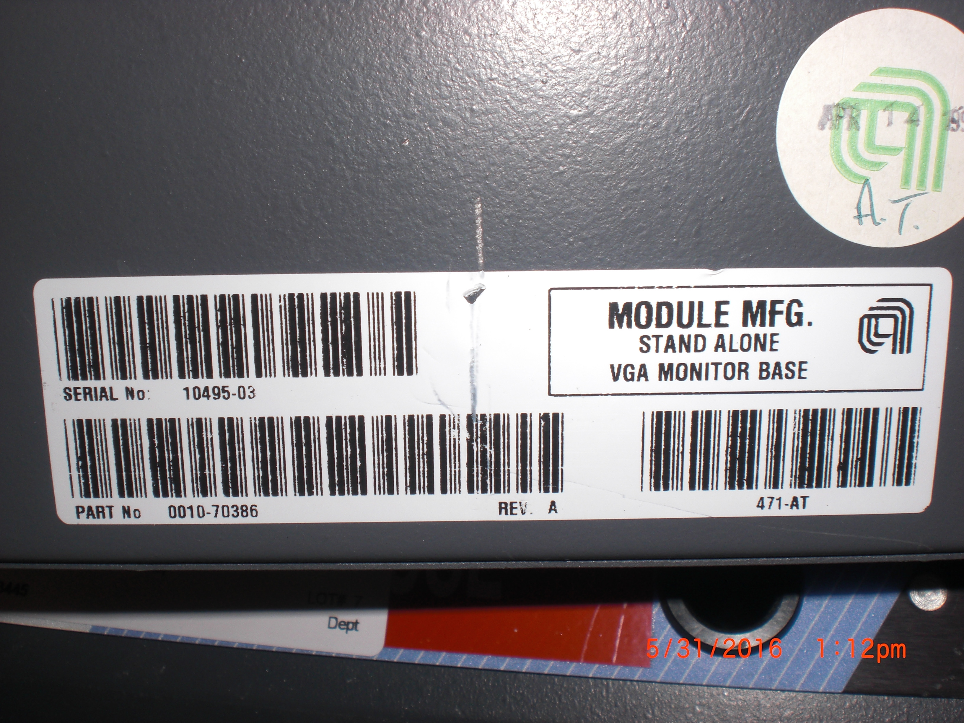 OEM Part Applied Materails (AMAT) 0010-70386  VGA MONITOR BASE P5000 AS IS
