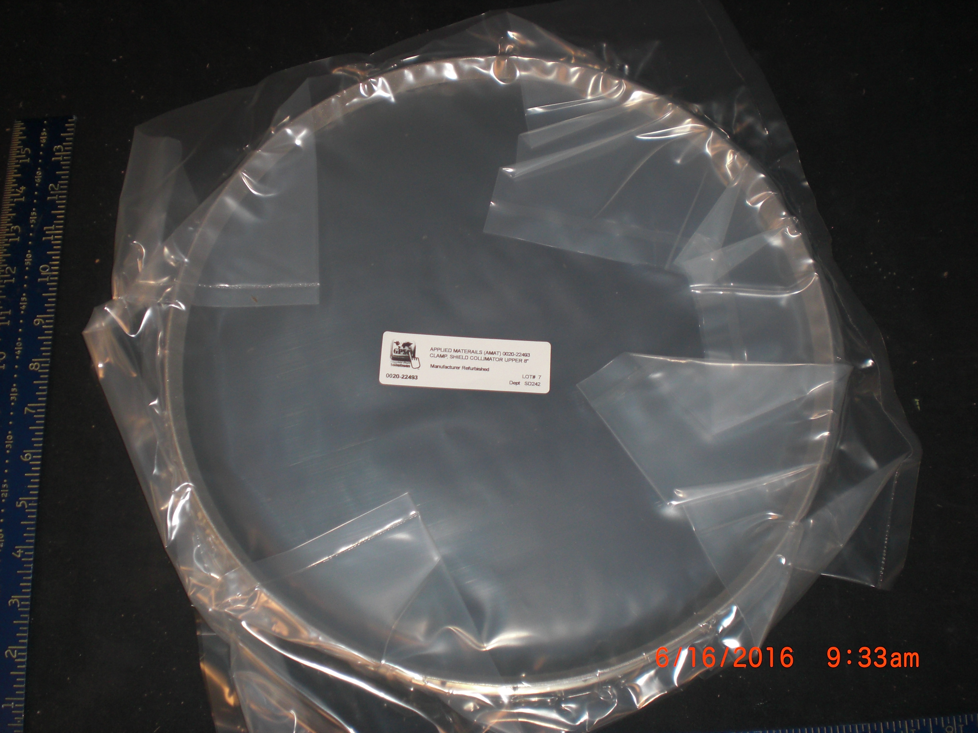 OEM Part (AMAT) 0020-22493 CLAMP, SHIELD COLLIMATOR UPPER 8" 