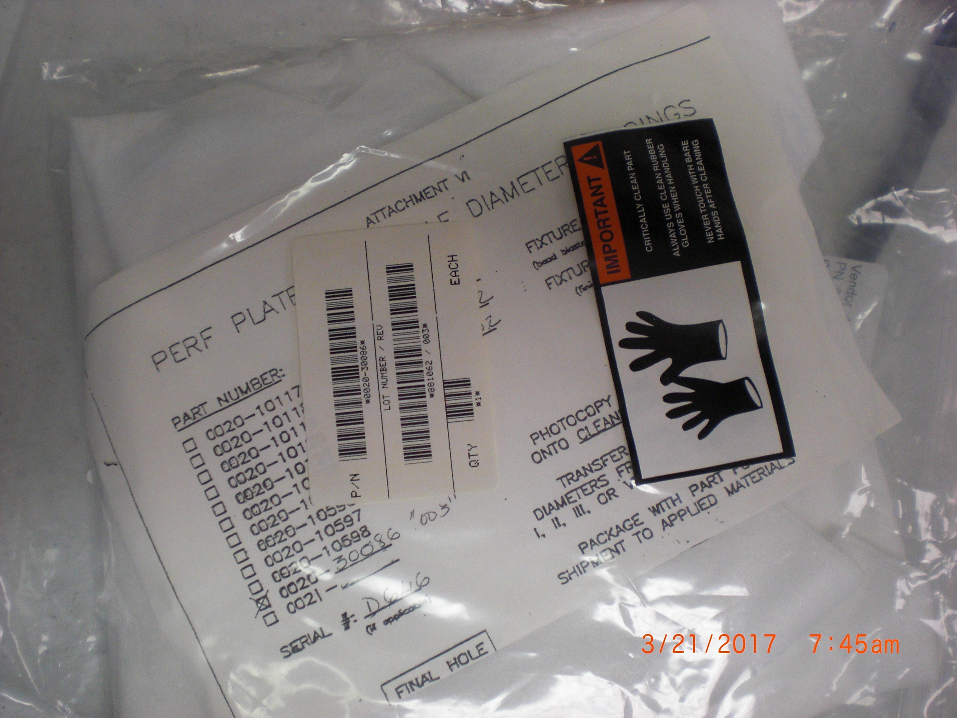 OEM Part Applied Materials (AMAT) 0020-30086 PLATE PERFORATED 150MM NITRIDE GIANT GAP