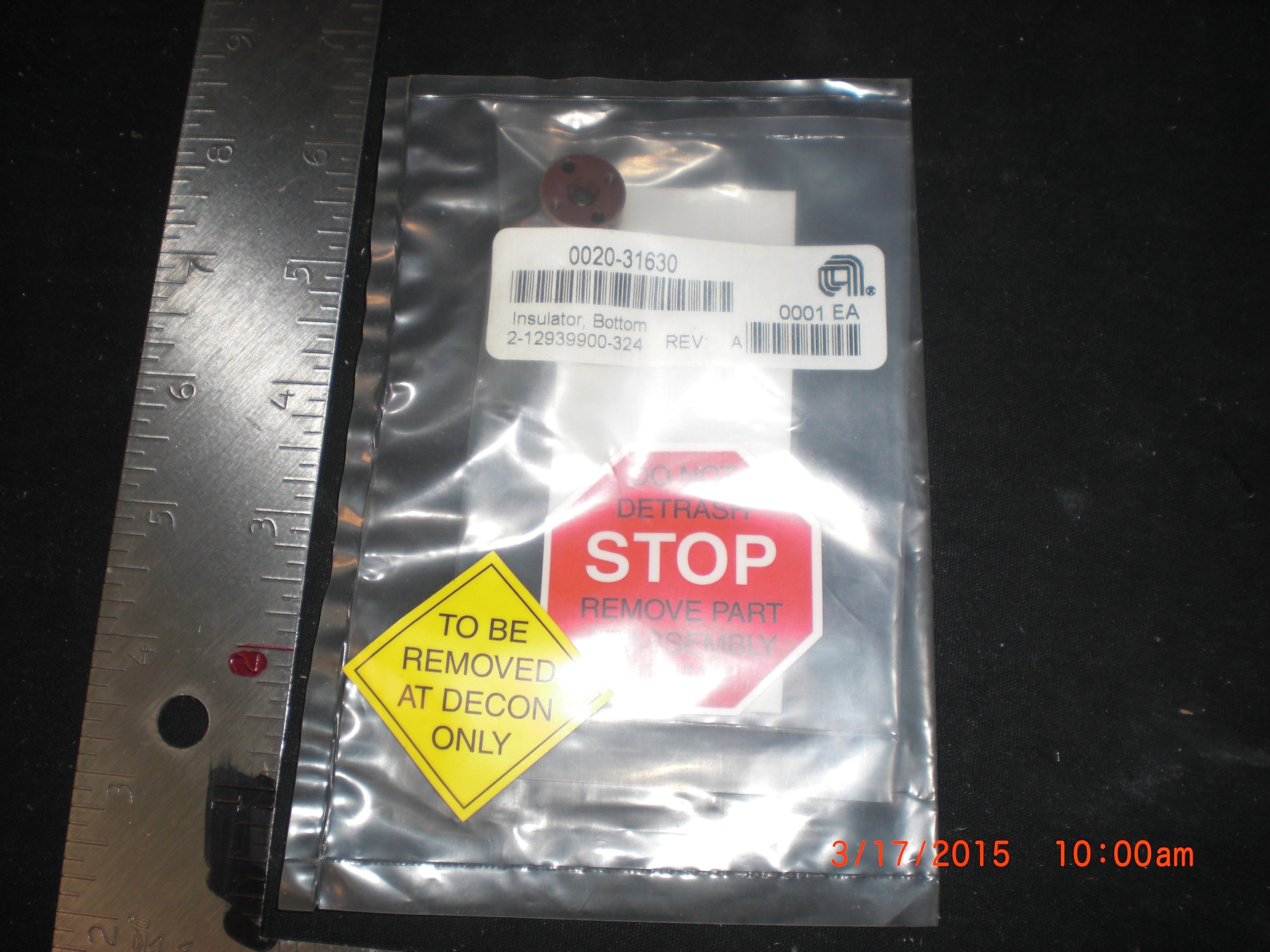 OEM Part Applied Materails (AMAT) 0020-31630 INSULATOR, BOTTOM, DC CONTACT, ESC