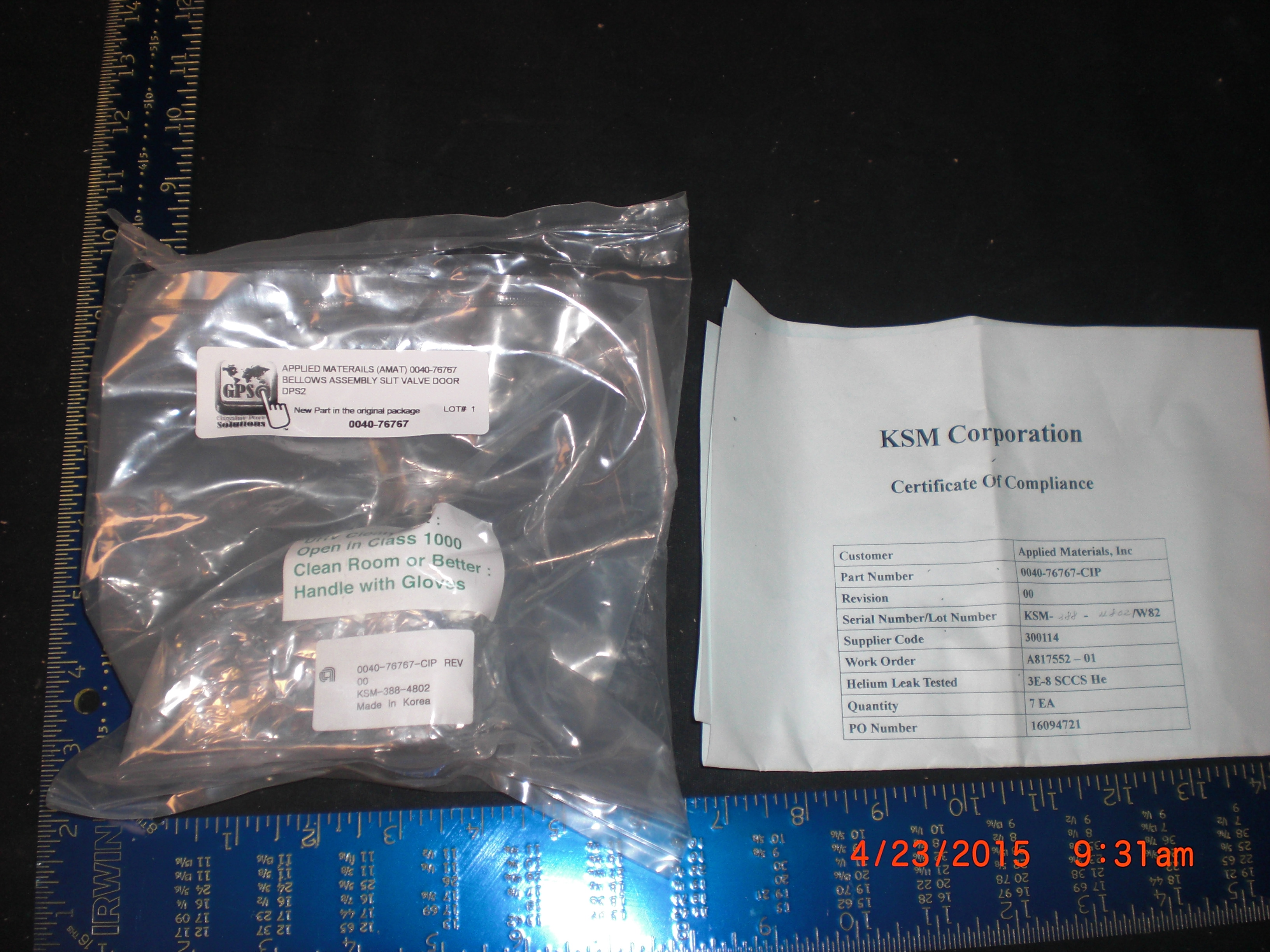 Bellows (AMAT) 0040-76767  ASSEMBLY SLIT VALVE DOOR DPS2
