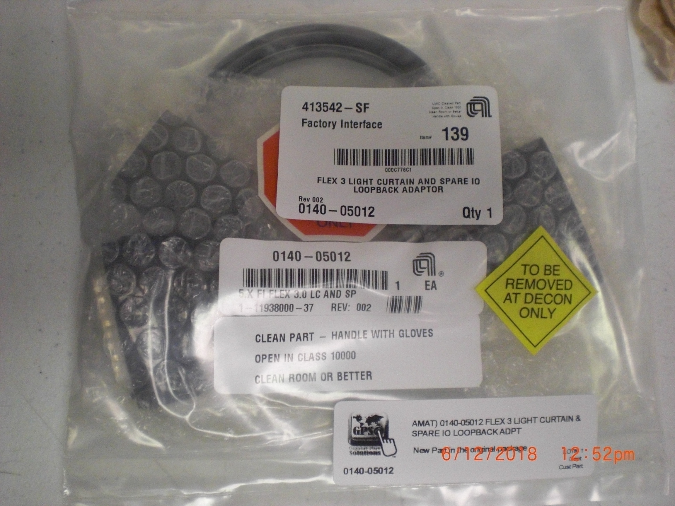 Cable AMAT) 0140-05012 Flex 3 Light curtain & Spare IO loopback ADPT