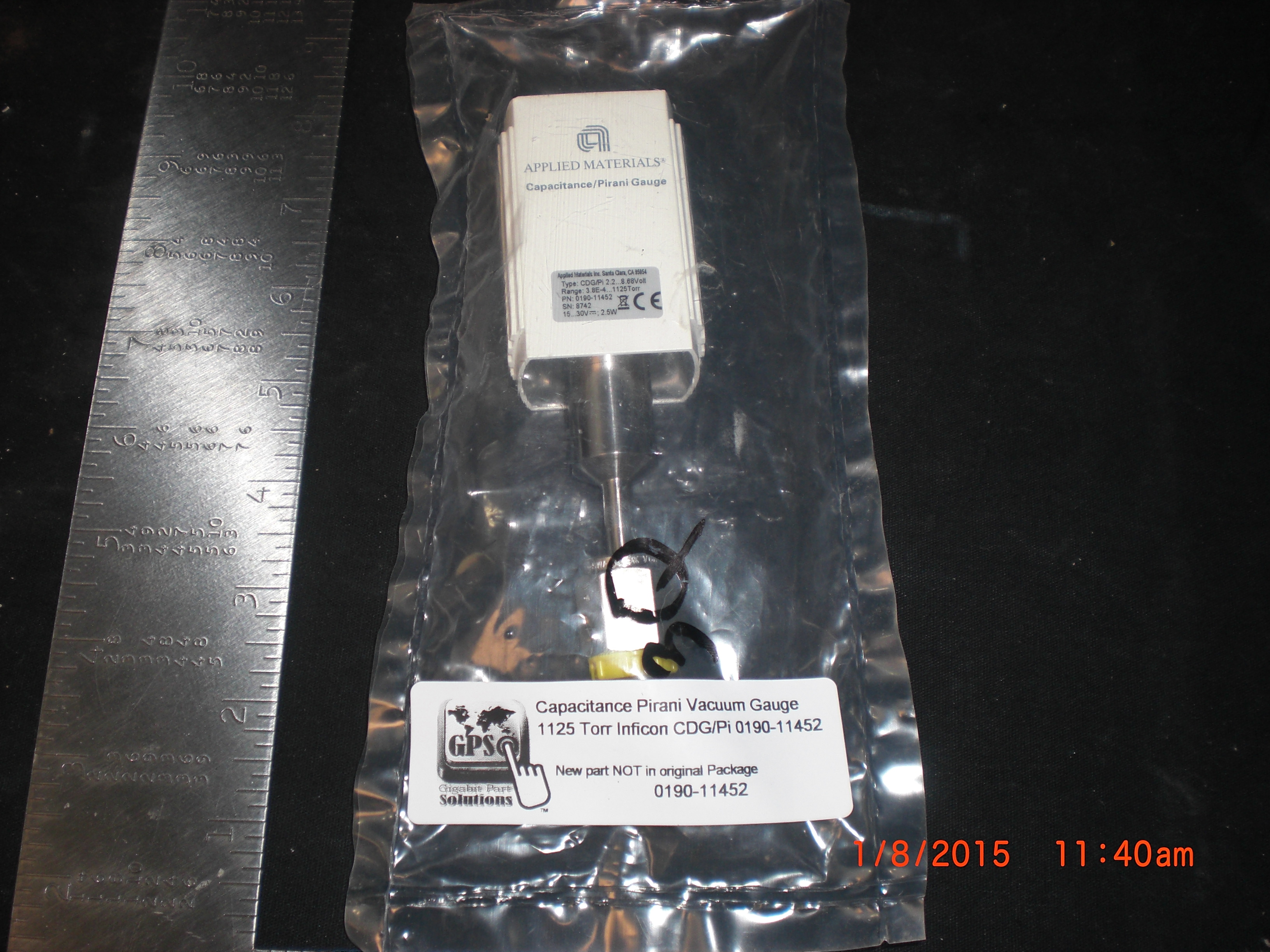 Gauge AMAT 0190-11452 Capacitance Pirani Vacuum Gauge 1125 Torr Inficon CDG/Pi 