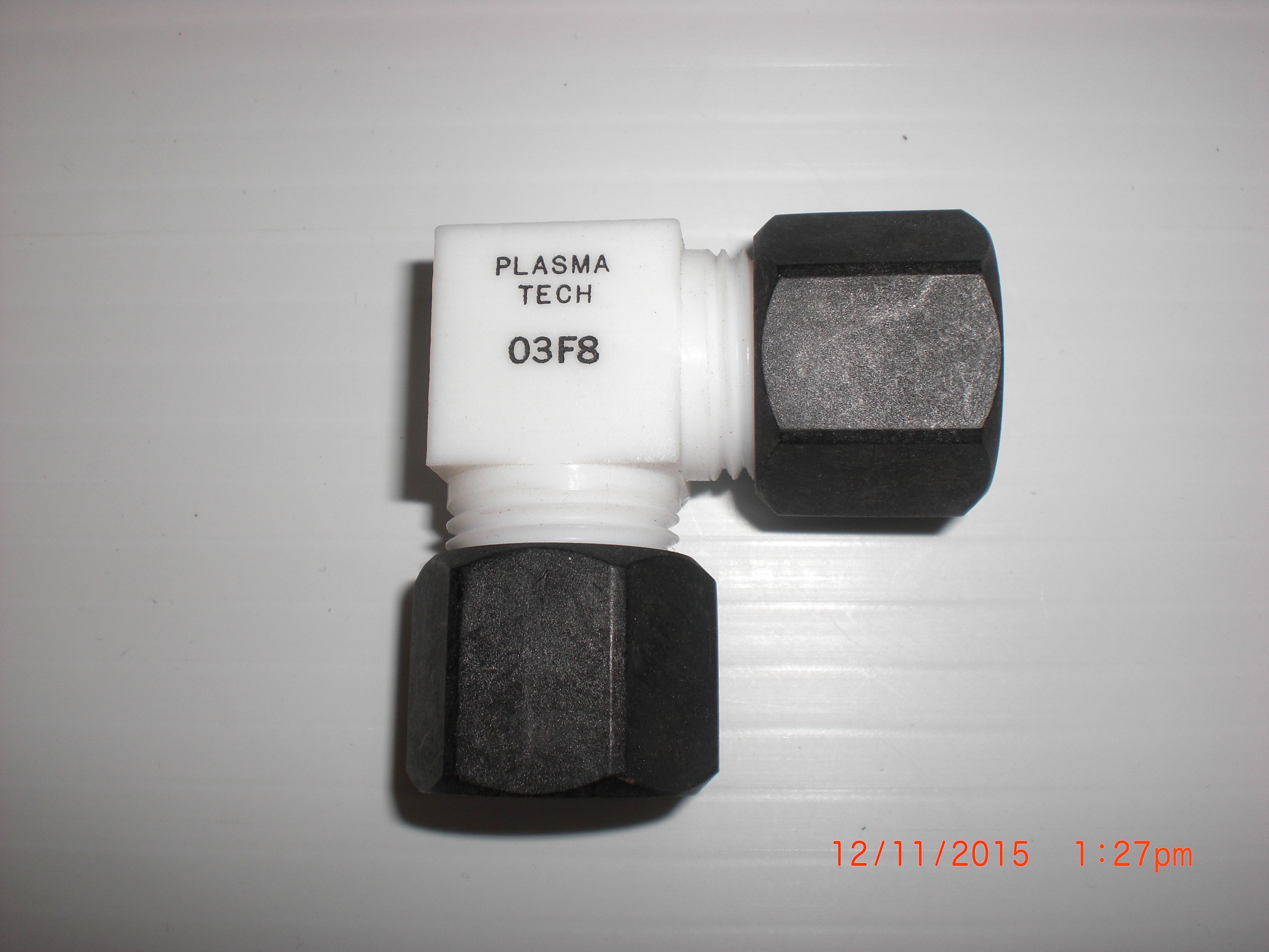 Fitting TEFLON,UNION ELBOW,1/2"OD TUBE PLASMA TECH 03F8 