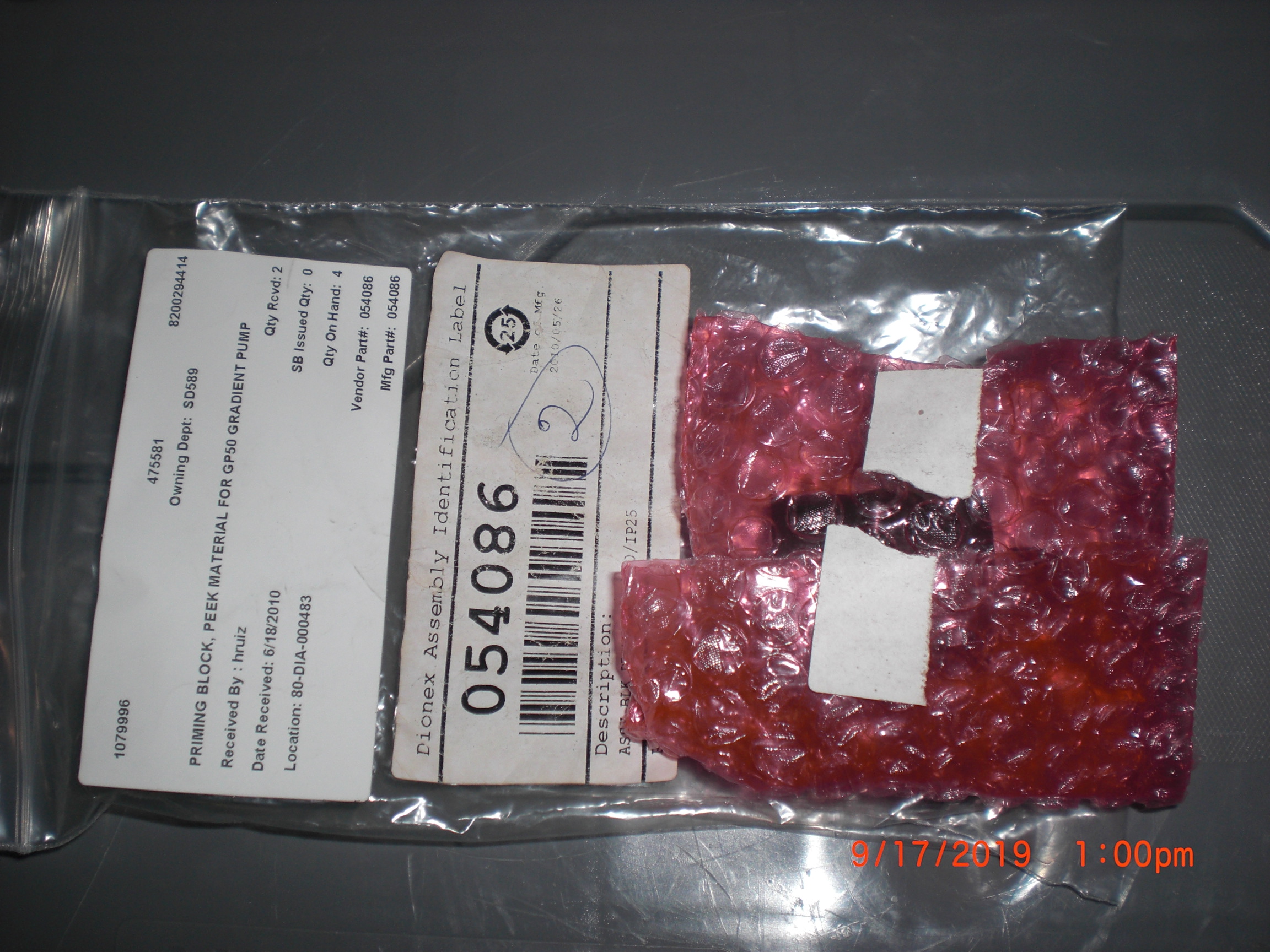Kit Dionex GP50-IP25 Thermo Fisher Scientific 054086 Priming Block