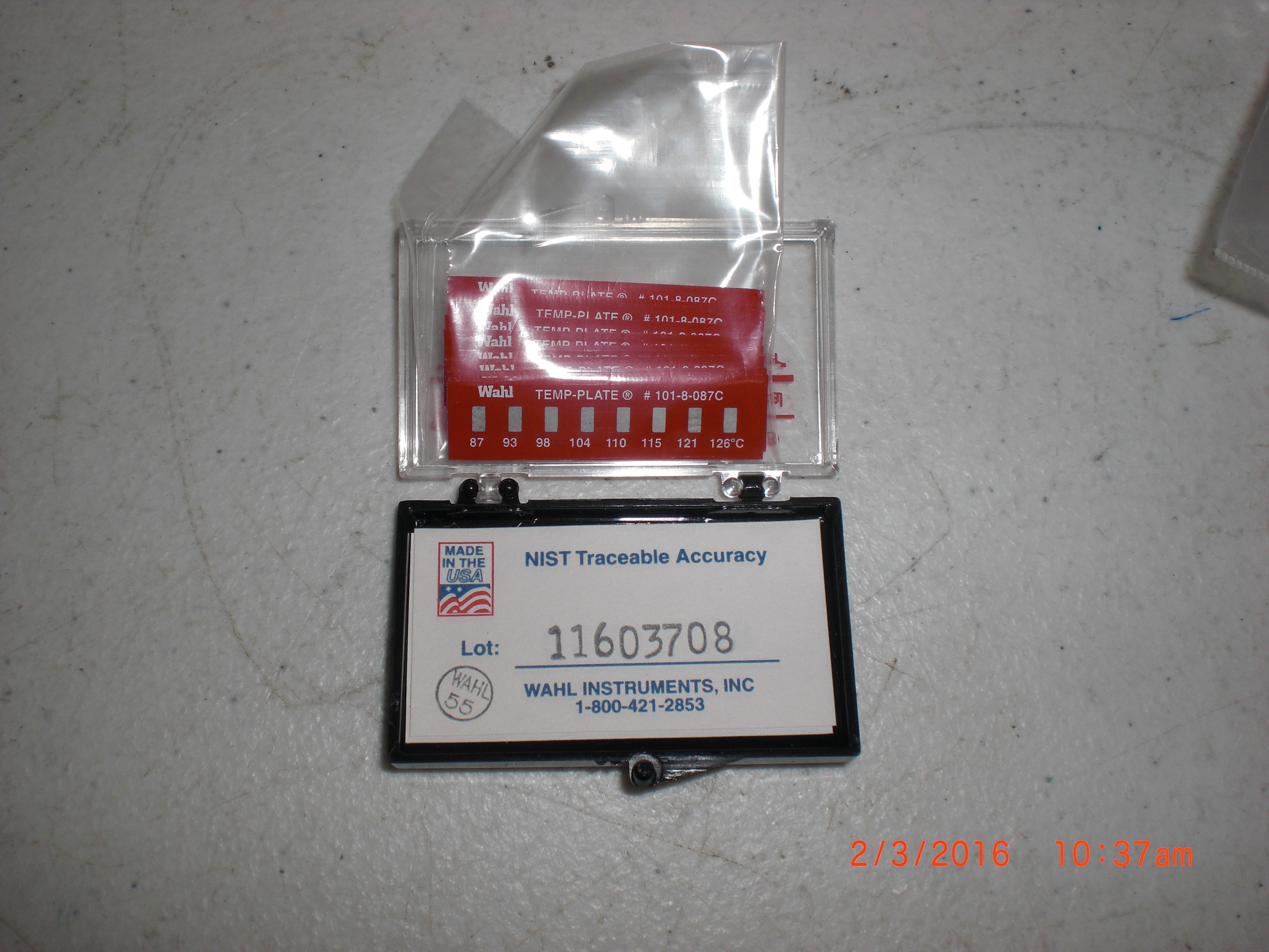 Sensor WAHL INSTRUMENTS INC 101-8-087C Temp-plate 87-126 deg C PKG 10