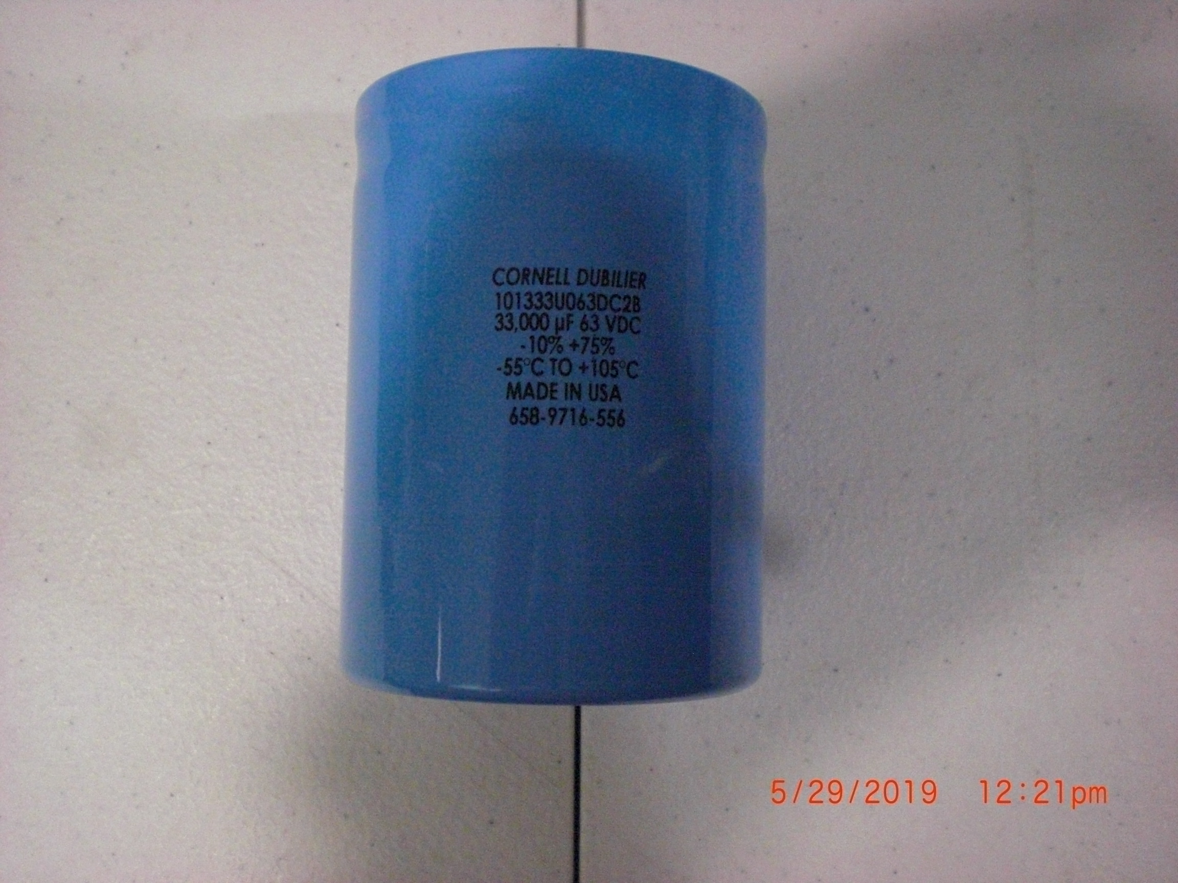 Electrical CORNELL-DUBILIER 101333U063DC2B Capacitor- 33000uF 63V -10% + 75% tol