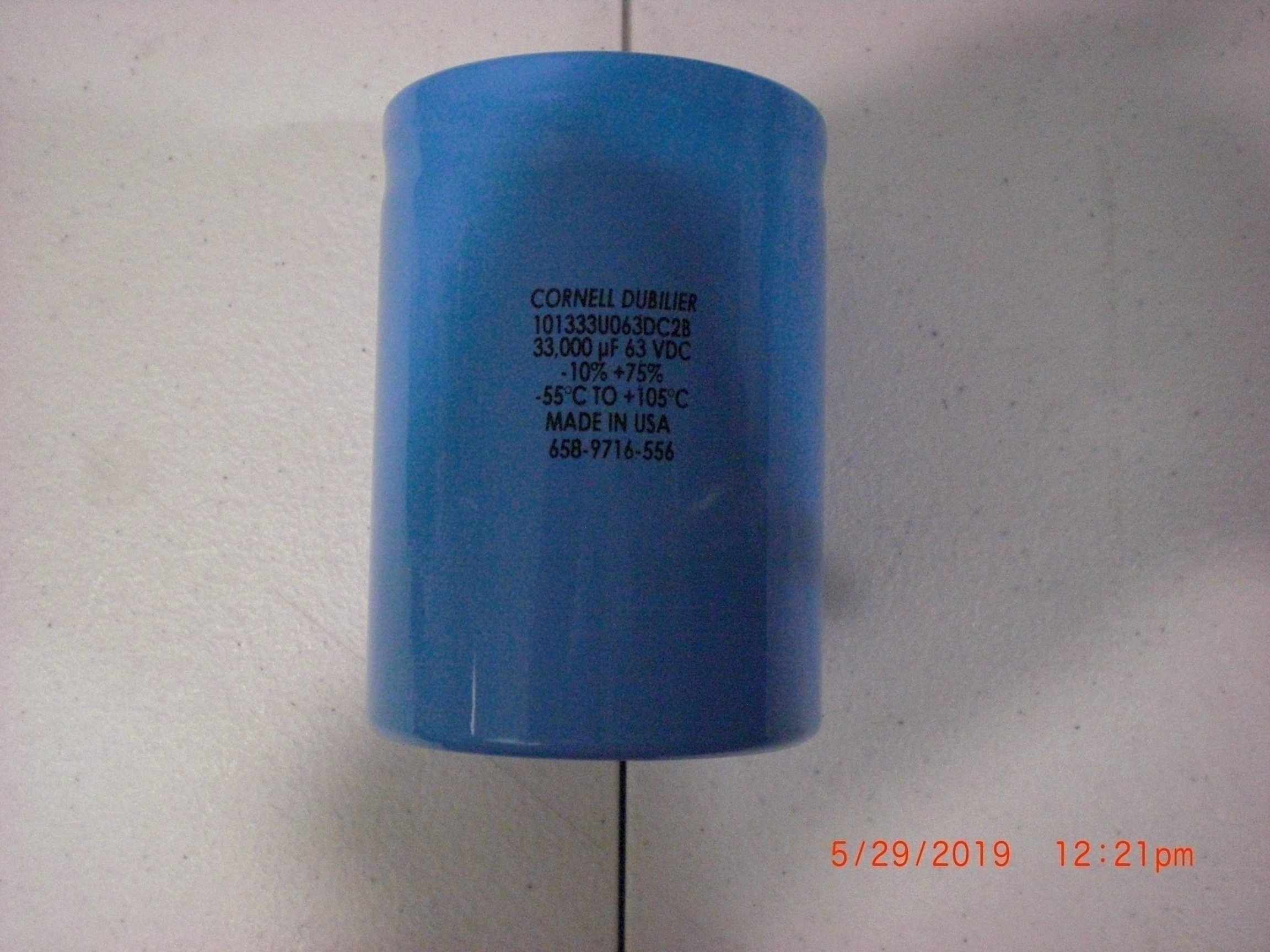 Electrical CORNELL-DUBILIER 101333U63DC2B Capacitor- 33000uF 63V -10% + 75% tol