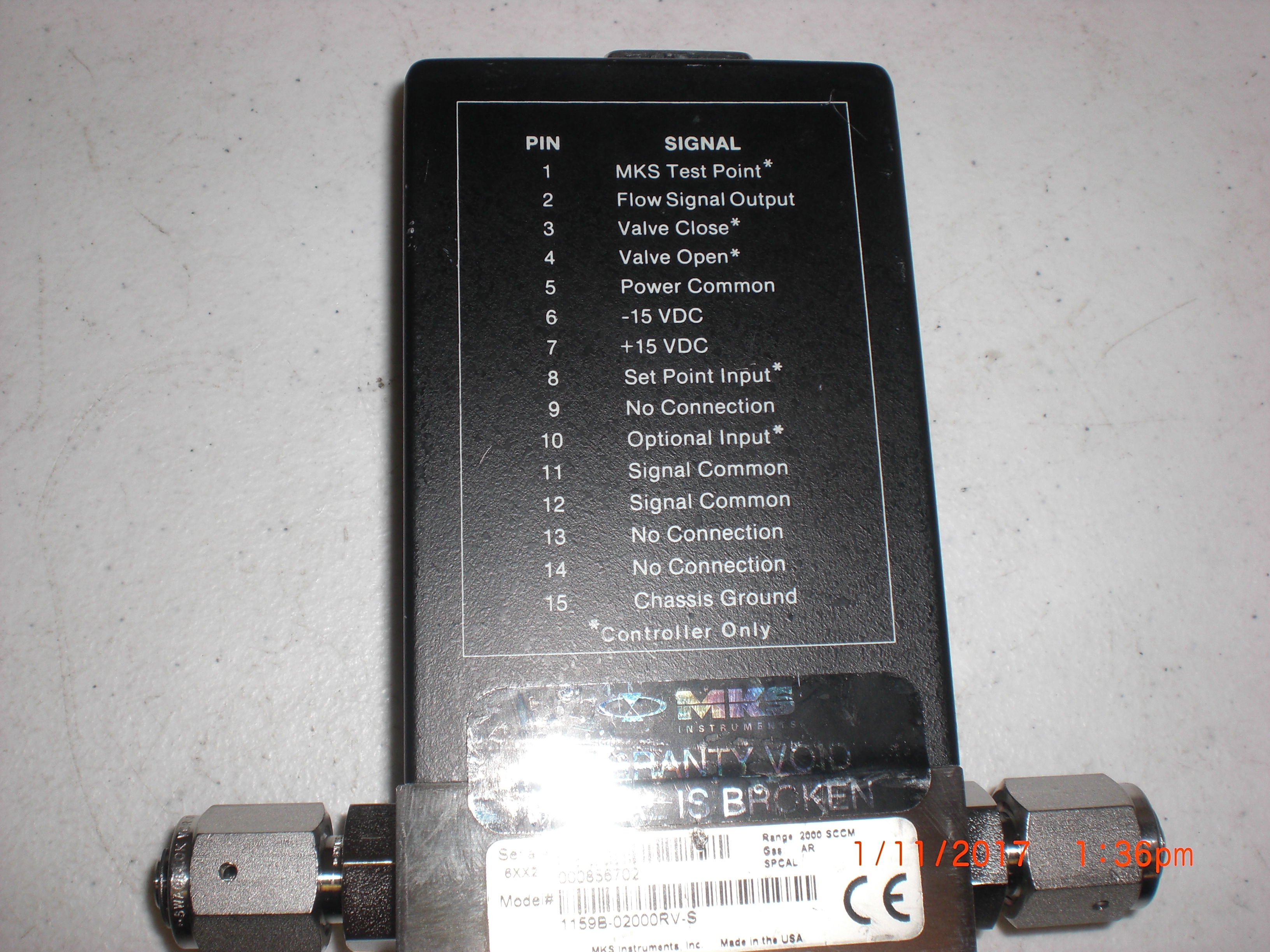 MFC MKS 1159B-02000RV-S AR 2SLM