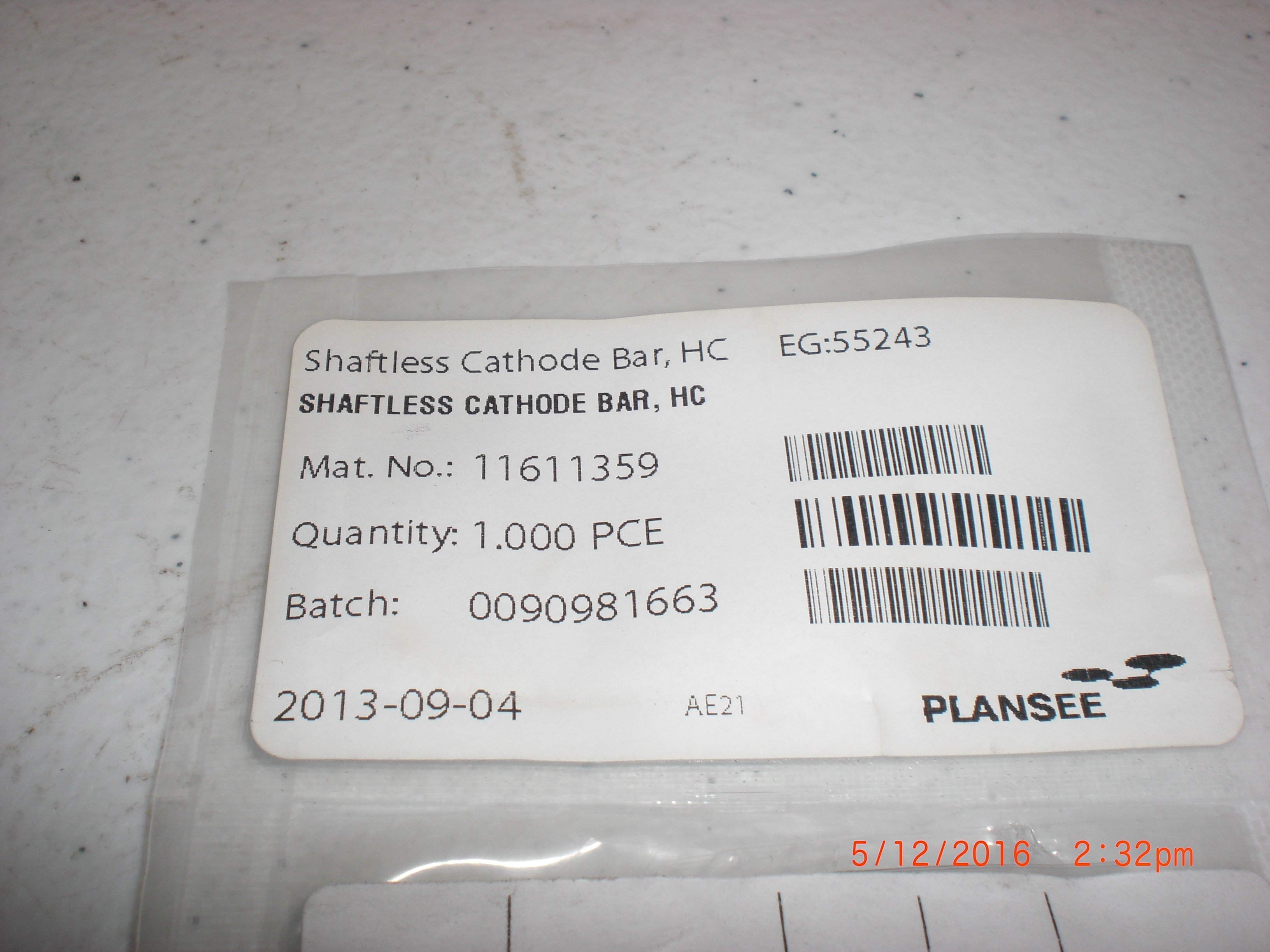 OEM Part PLANSEE  11611359 AXCELIS 11611359 Shaftless Cathode bar, HC