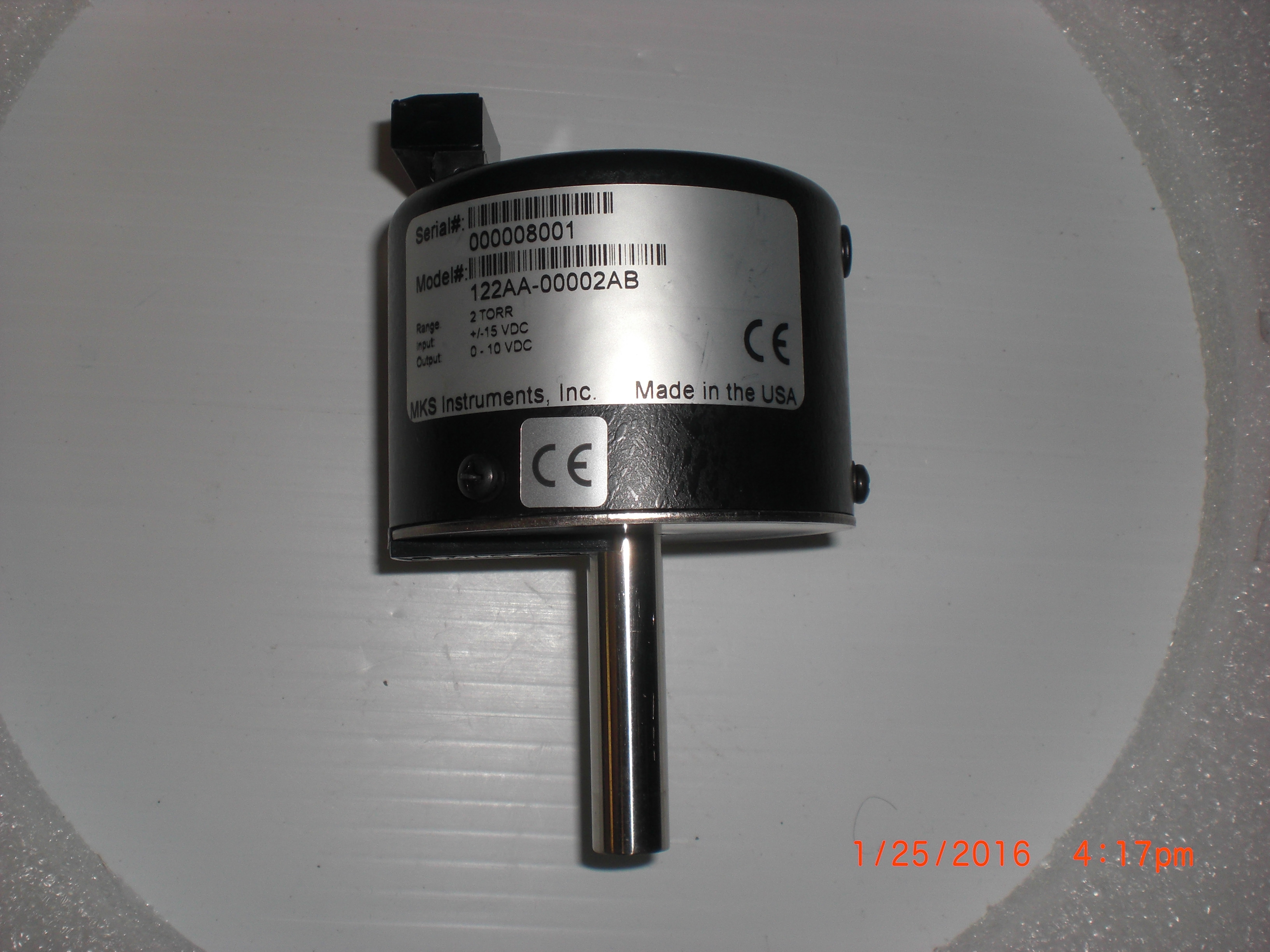 Baratron MKS  122AA-00002AB TRANSDUCER PRESSURE TYPE 122A, RANGE 2 TORR