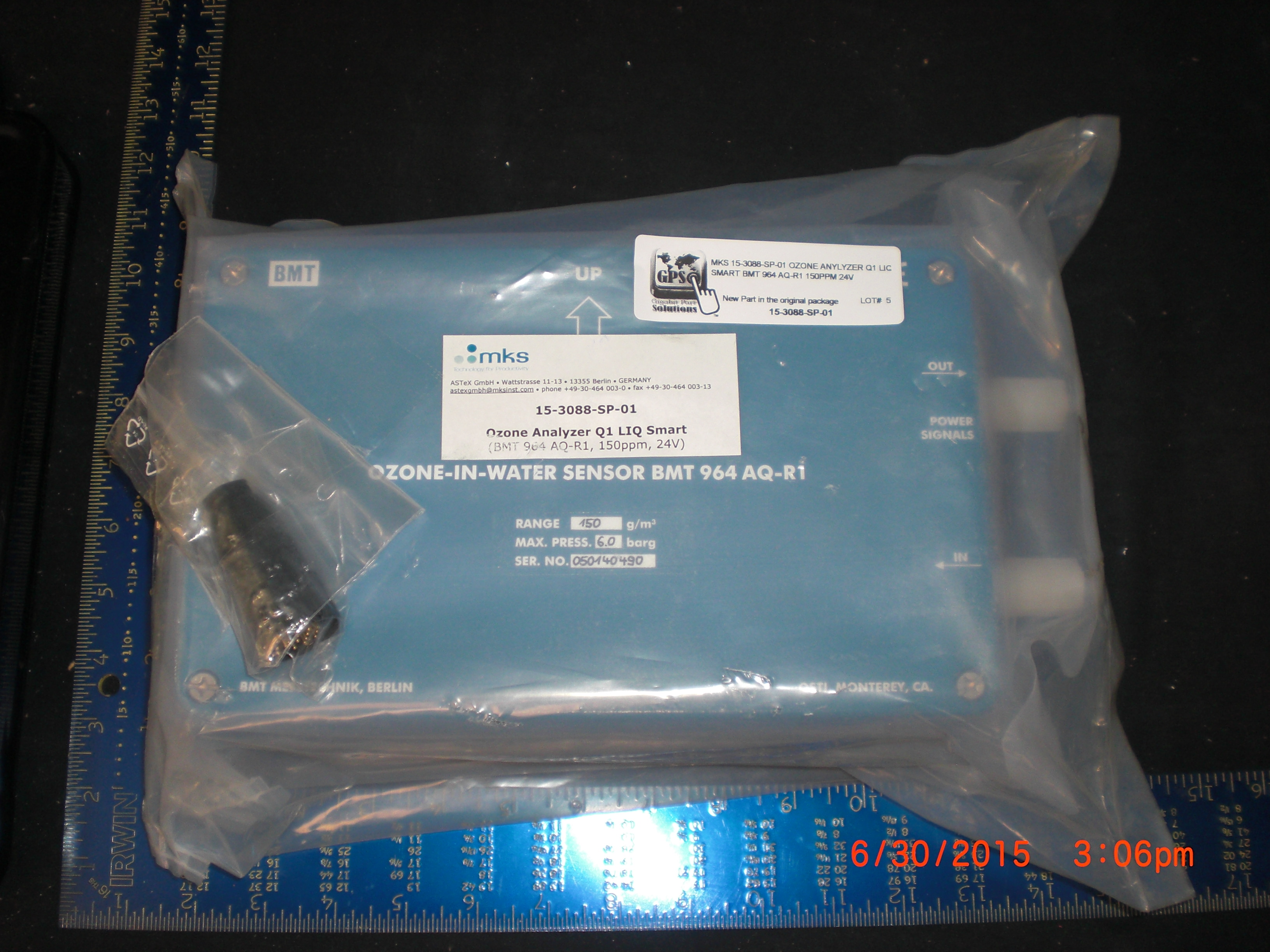Instrument MKS 15-3088-SP-01 Ozone Anylyzer Q1 LIQ Smart BMT 964 AQ-R1 150ppm 24V