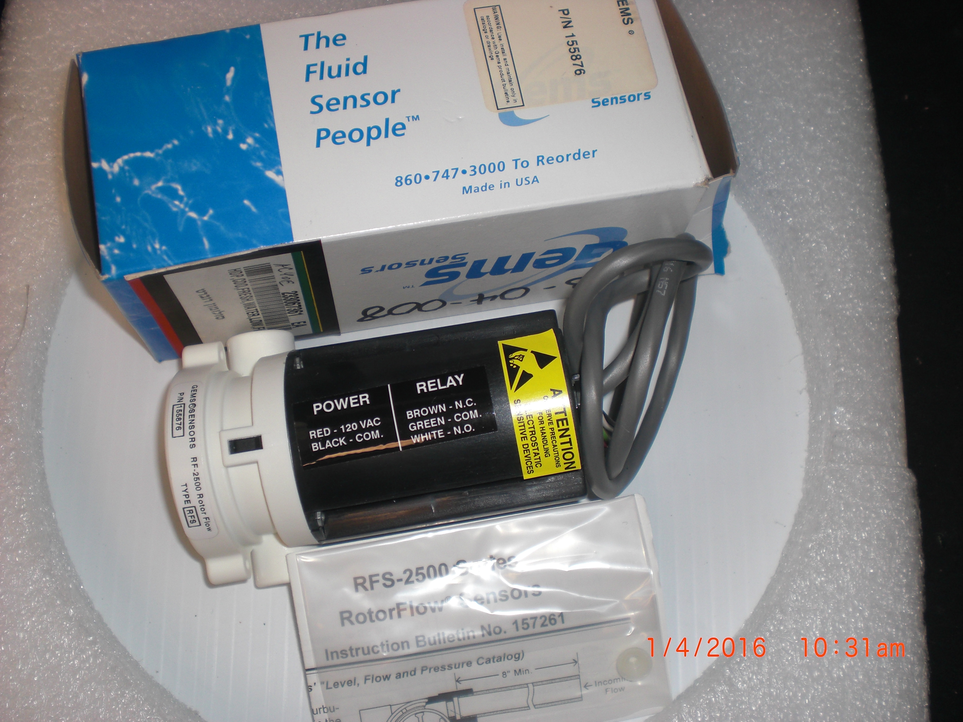Sensor GEMS SENSORS 155876 Flow RFS 2500 RotorFlow 1/4FPT 