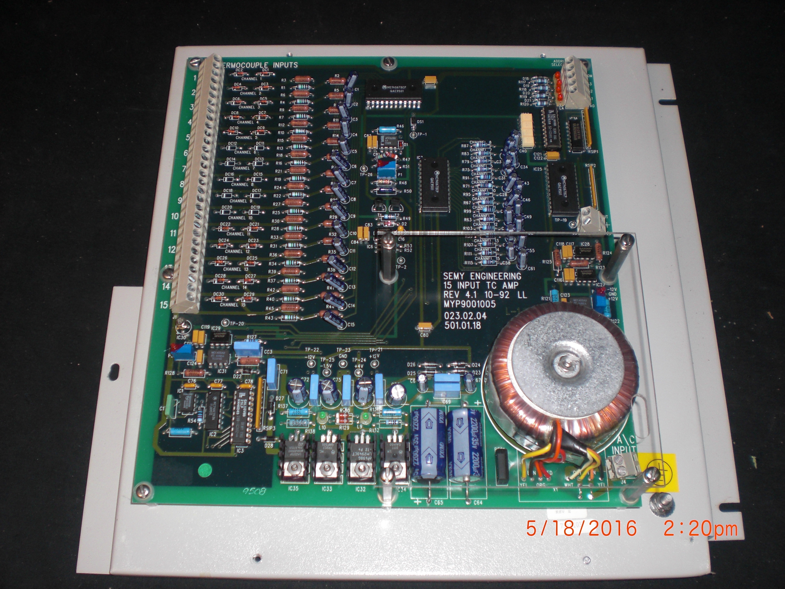 PCB SEMY ENGINEERING MYP9001005 SVG THERMCO 165099-002 15 INPUT TC AMP