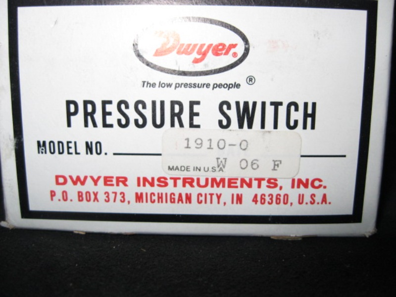 Switch DWYER INSTRUMENTS 1910-0   SWITCH, .15 .50 AIR FLOW