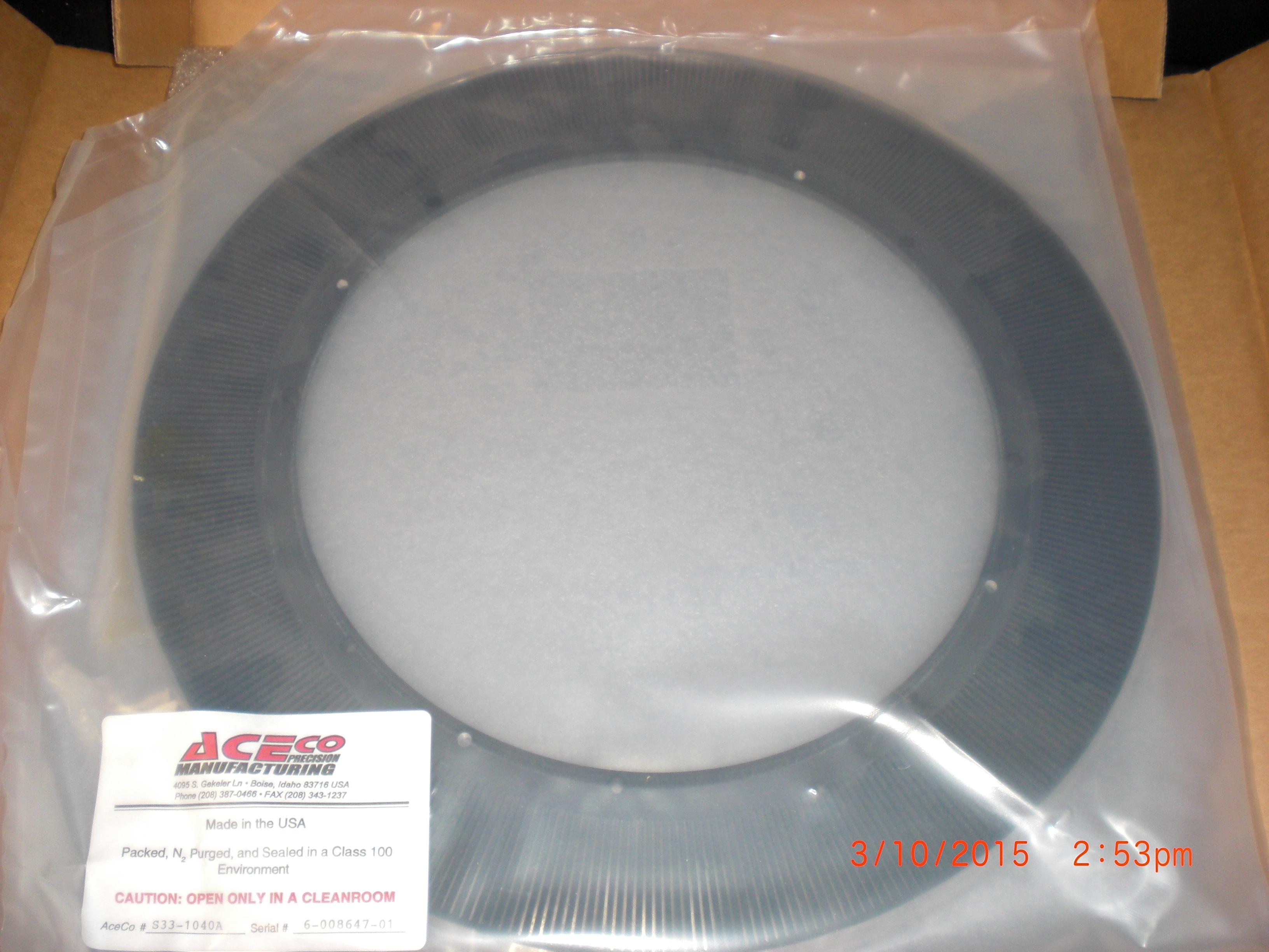 OEM Part AceCo S33-1040A TOKYO ELECTRON (TEL) 1D10-101475-11 Unity II 0-15(BLASTED) BAFFLE PLATE, Exhaust Ring 