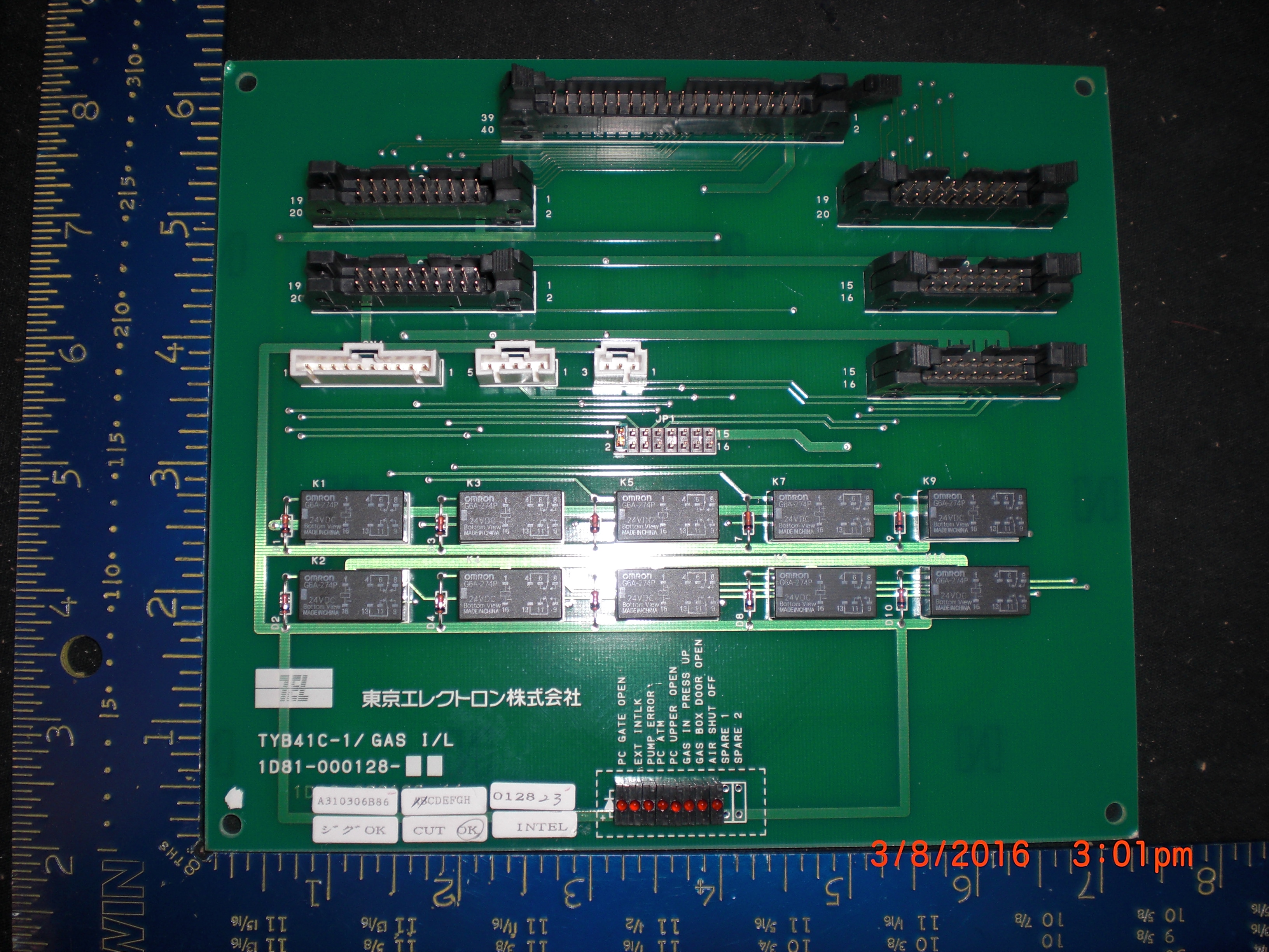 PCB TOKYO ELECTRON (TEL) 1D81-000128-11 TYB41C-1/ Gas I/L