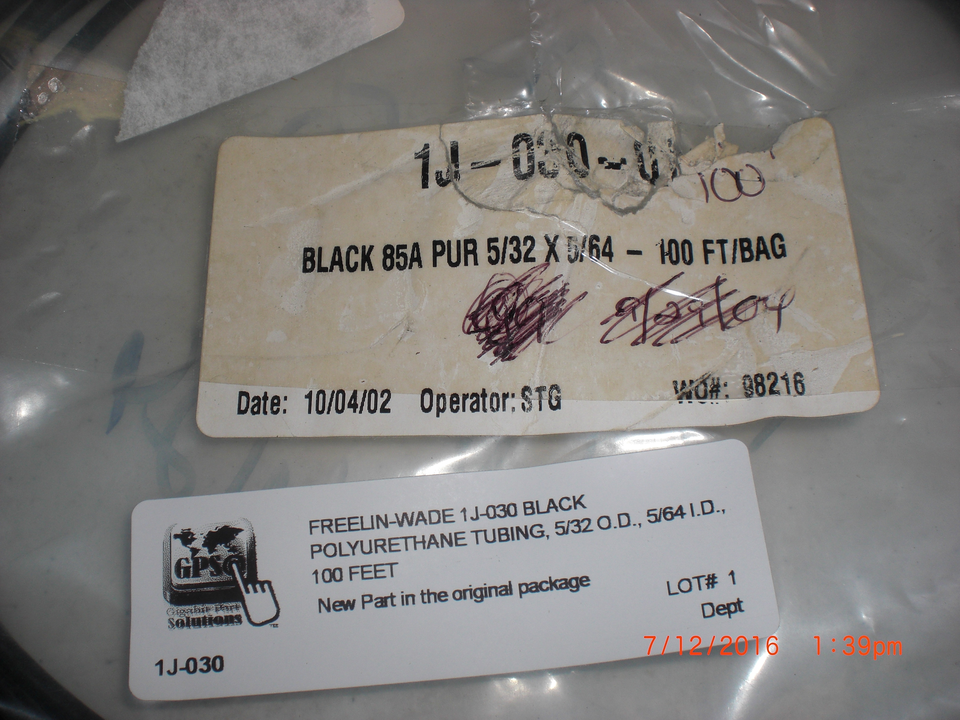 Tubing Black Polyurethane  5/32 O.D., 5/64 I.D., 100 Feet FREELIN-WADE 1J-030 