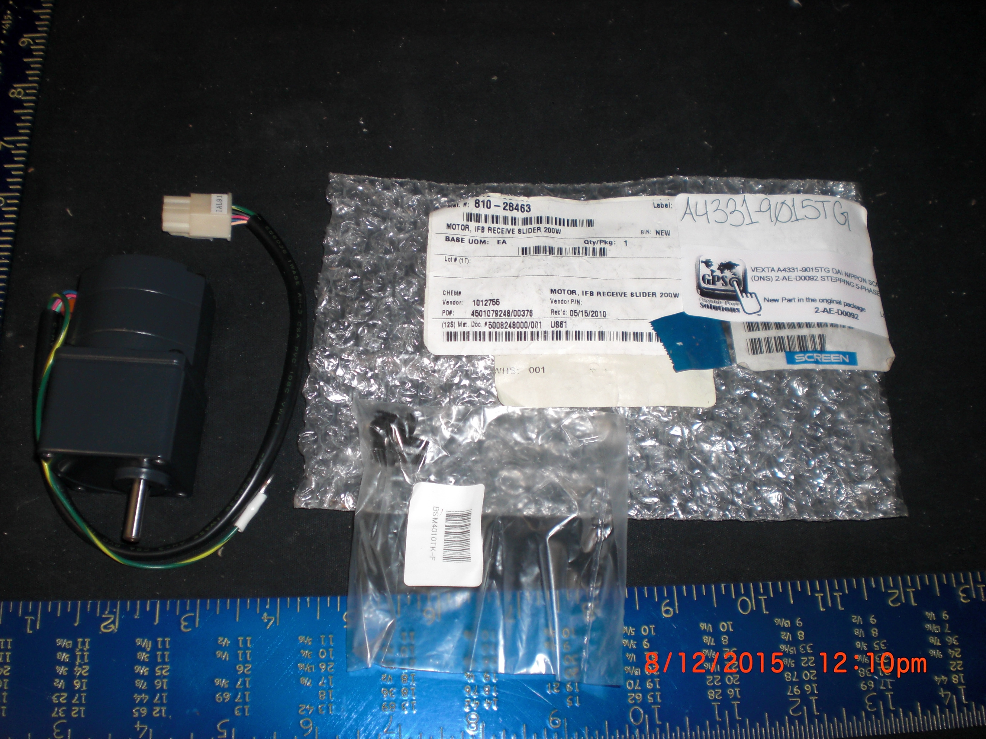 Motor  VEXTA A4331-9015TG DAI NIPPON SCREEN (DNS) 2-AE-D0092 STEPPING 5-PHASE 0.72-DEG/STEP DC 0.75A, DC 18.9W W.GEAR