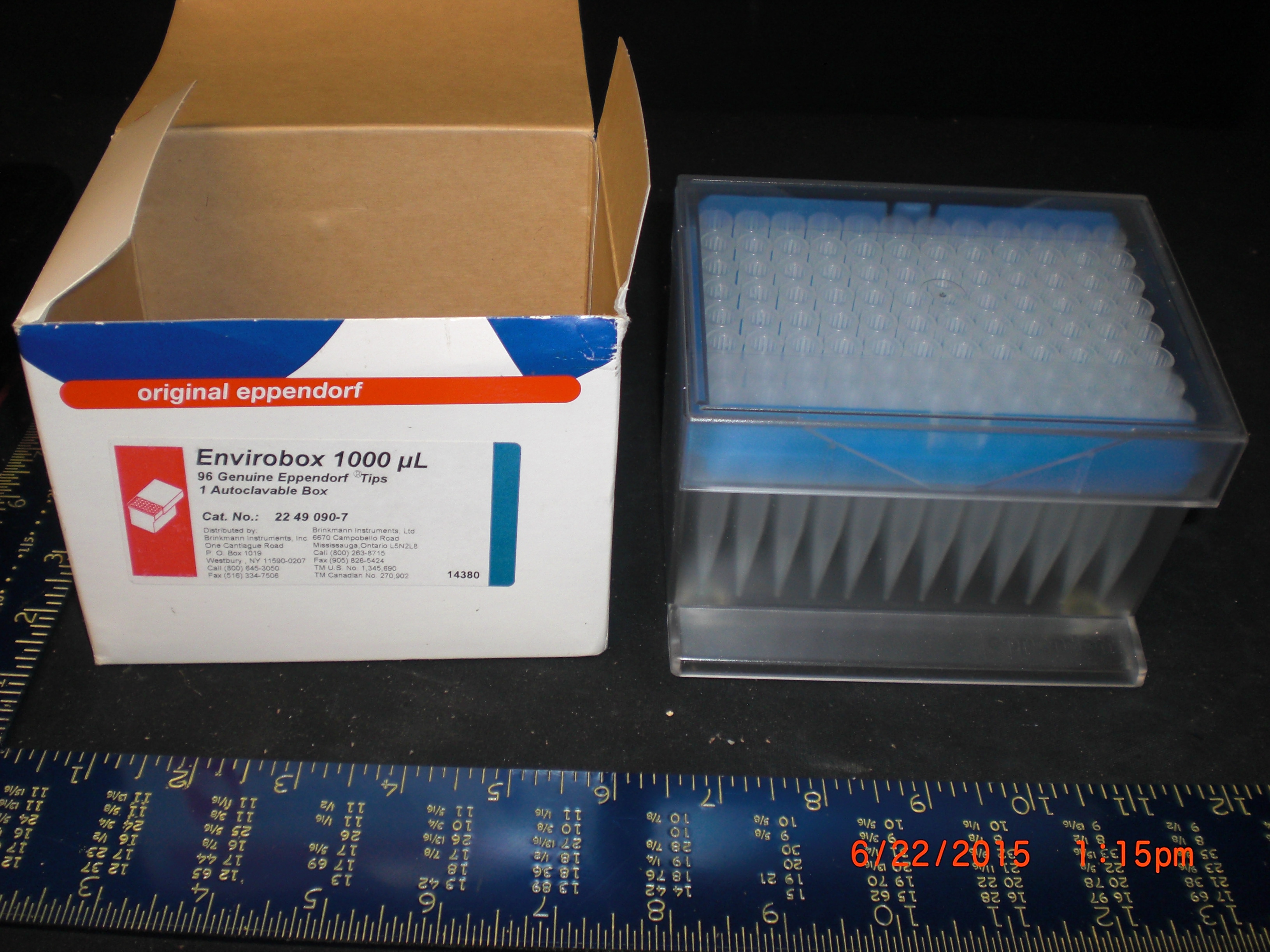 Hardware EPPENDORF 22 49 090-7 96 GENUINE TIPS ENVIROBOX 1000uL 1 AUTOCLAVABLE BOX