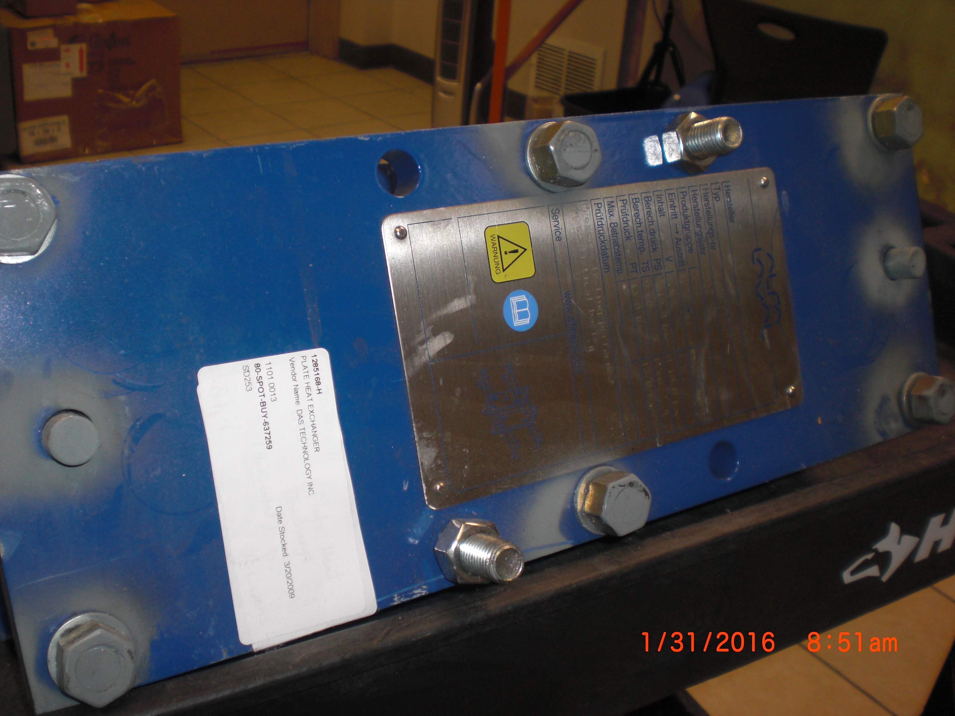 Heater heat exchanger plate  SS ALFA LAVAL 30105-03597 M3-XFM 