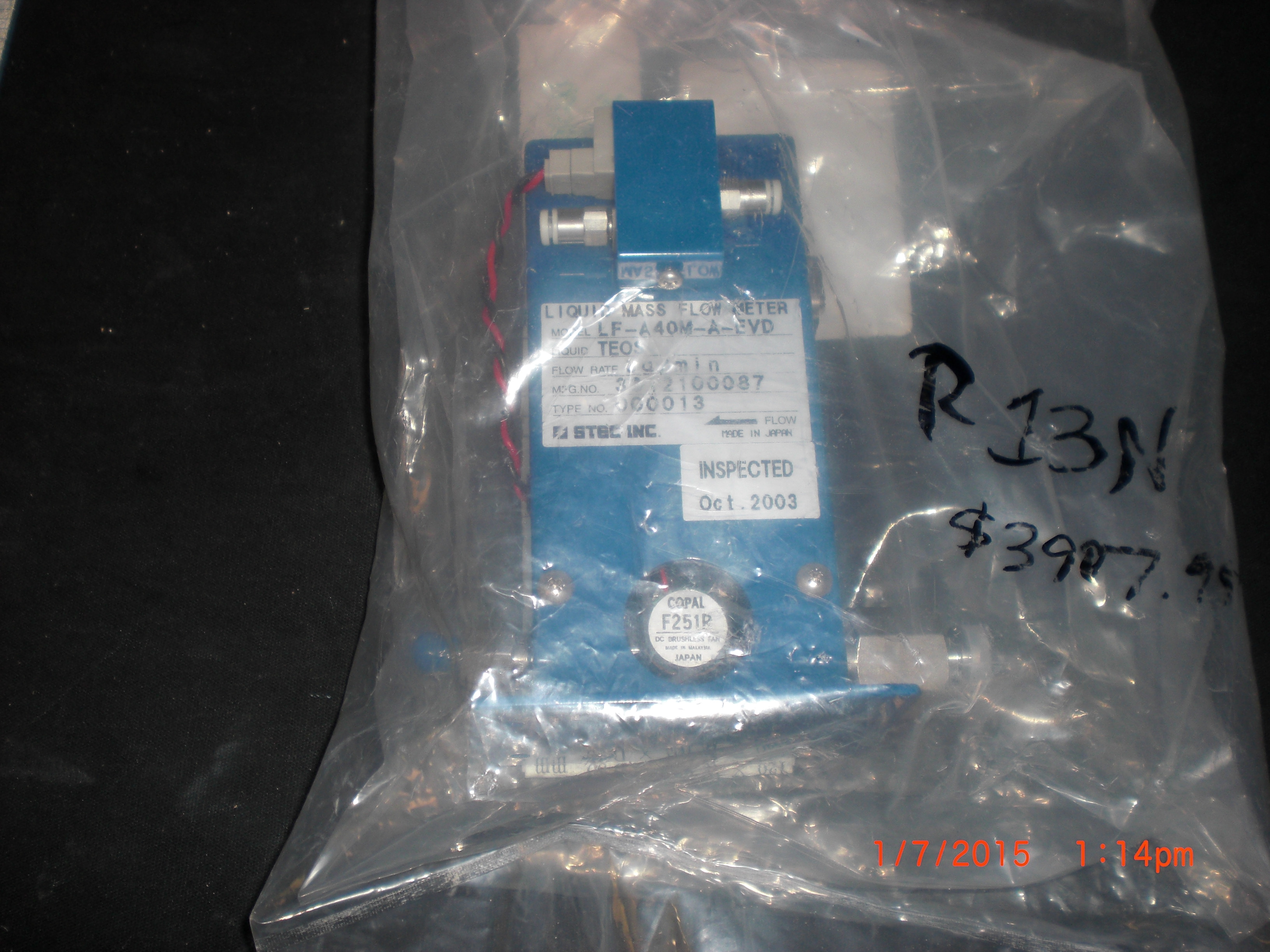MFC HORIBA STEC LFM LF-A40M-A-EVD AMAT  3030-11064 TEOS 3.0GPM 1/4FVCR-IN 