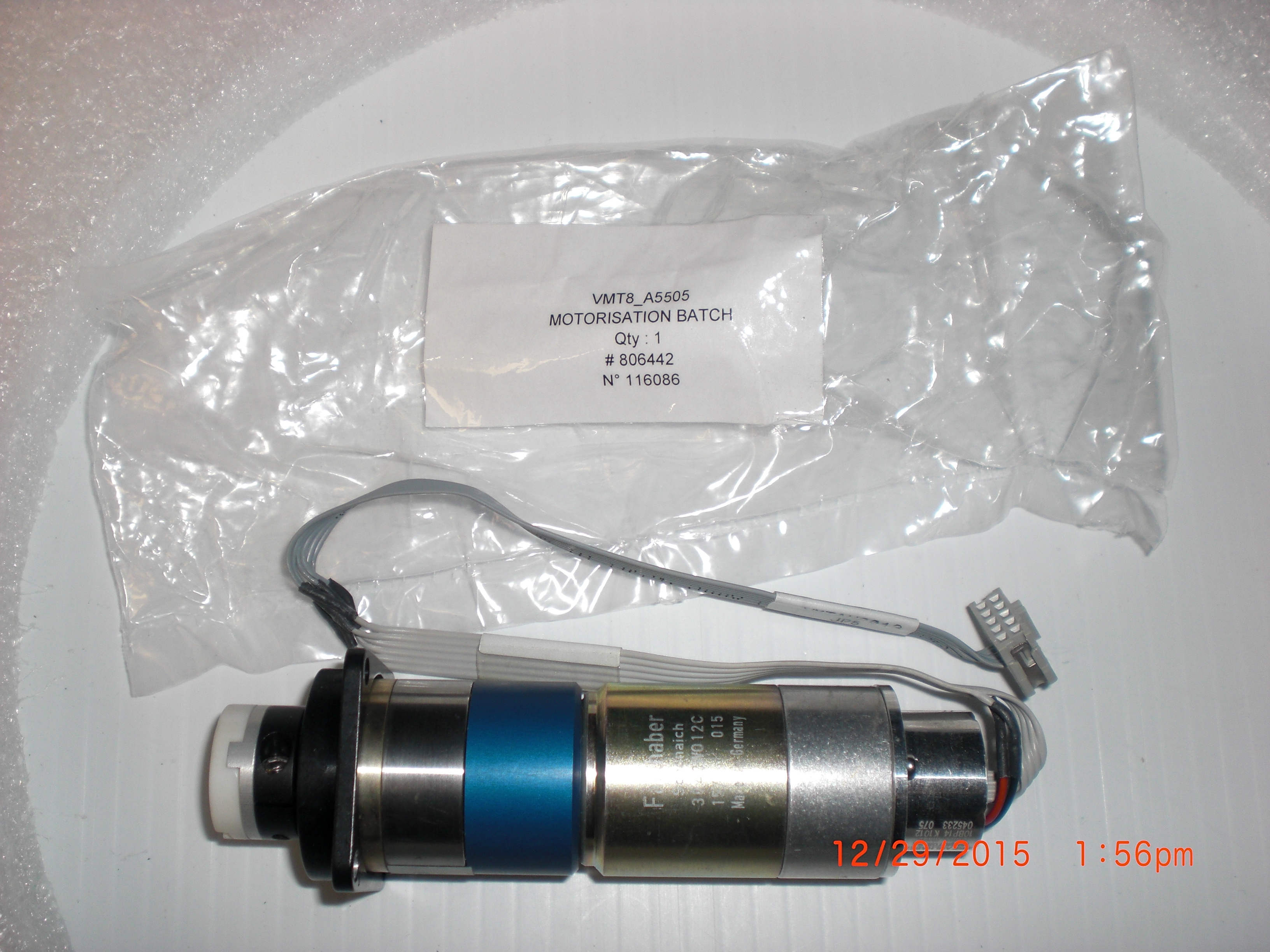 Motor  FAULHABER 3042W012C with Encoder and 14:1 gear reduction 