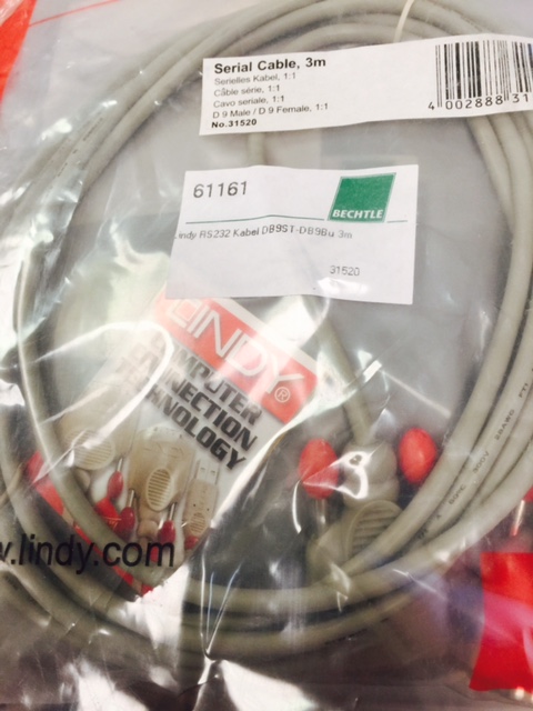 Cable Lindy 31520 Serial Cable RS232 DB9ST-DB9Bu 3m