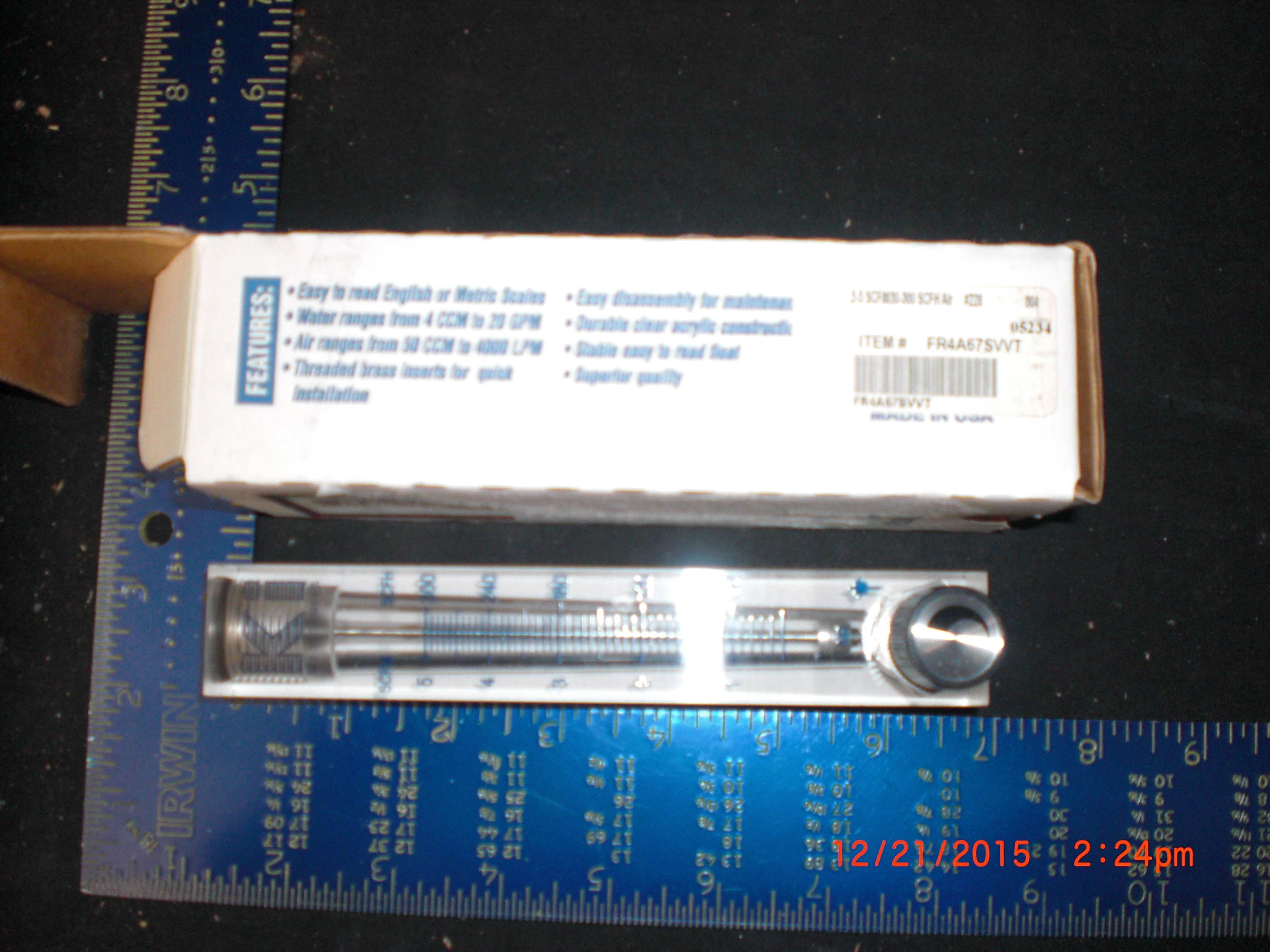 Flowmeter Key Instruments  381-25027  FR4A67SVVT Rotometer Air 5/300 SCFM/SCFH 3/8FPT