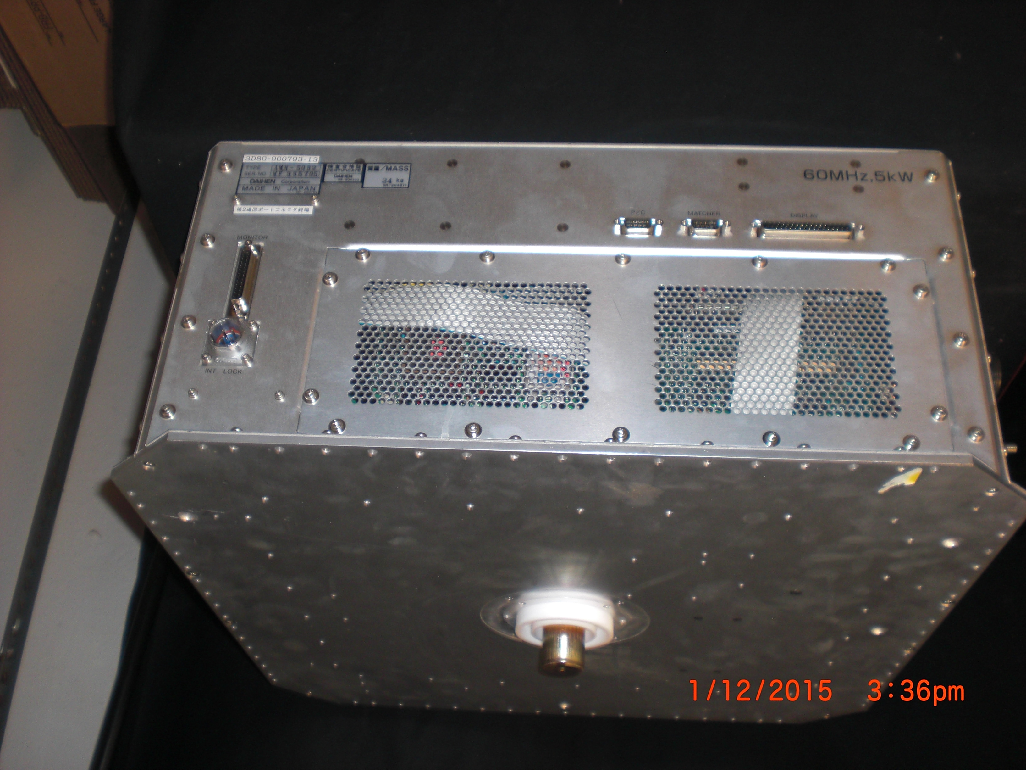 RF Systems DAIHEN AMN-50B2 TEL ES3D80-001482-V2 Auto RF Match Frequency: 60Mhz, 5Kw 