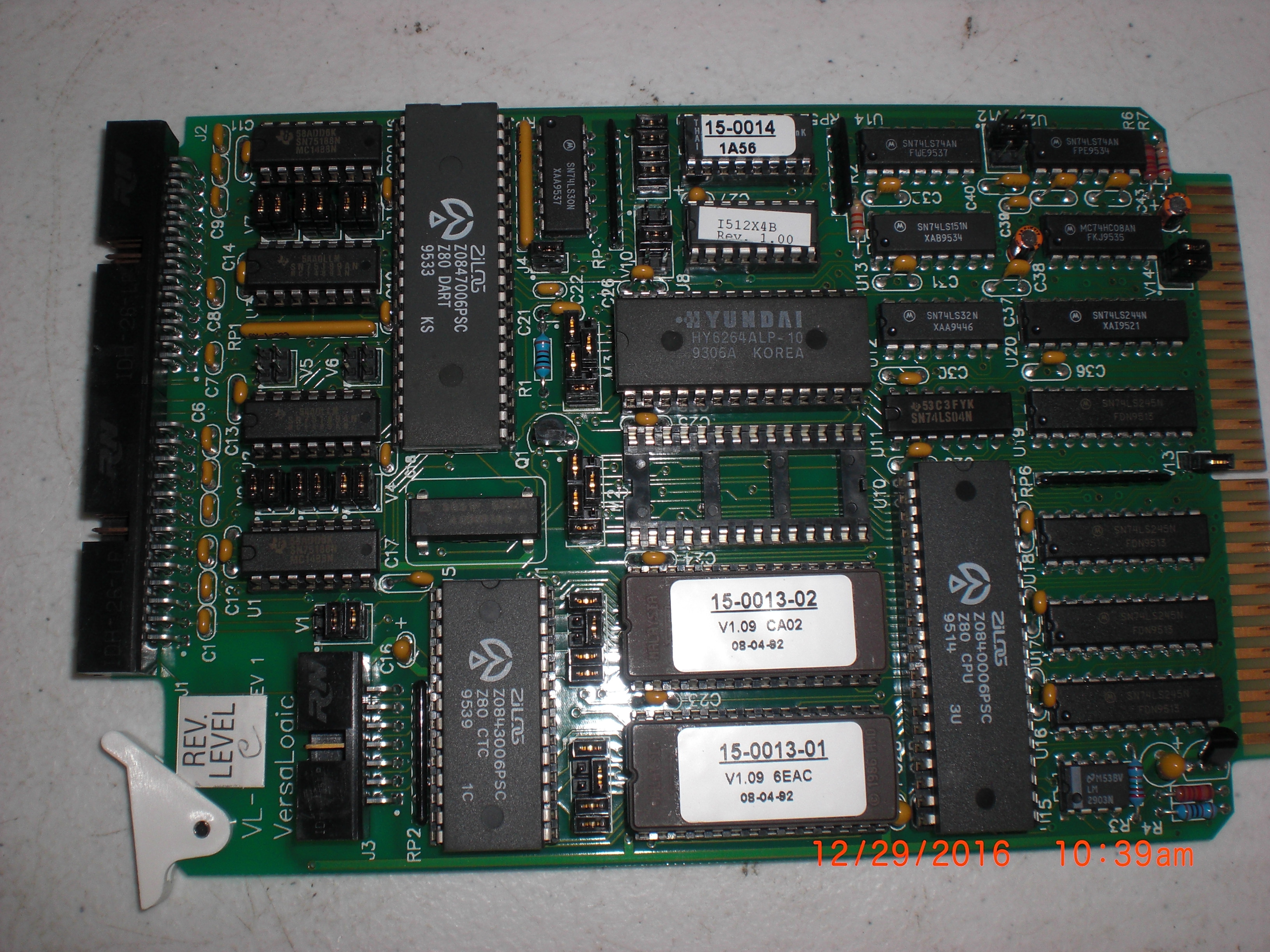 PCB VERSALOGIC VL-7806C PROMETRIX-KLA 53-0011 Z80 CPU BOARD, CTC, DUAL RS-232, 4 MHZ