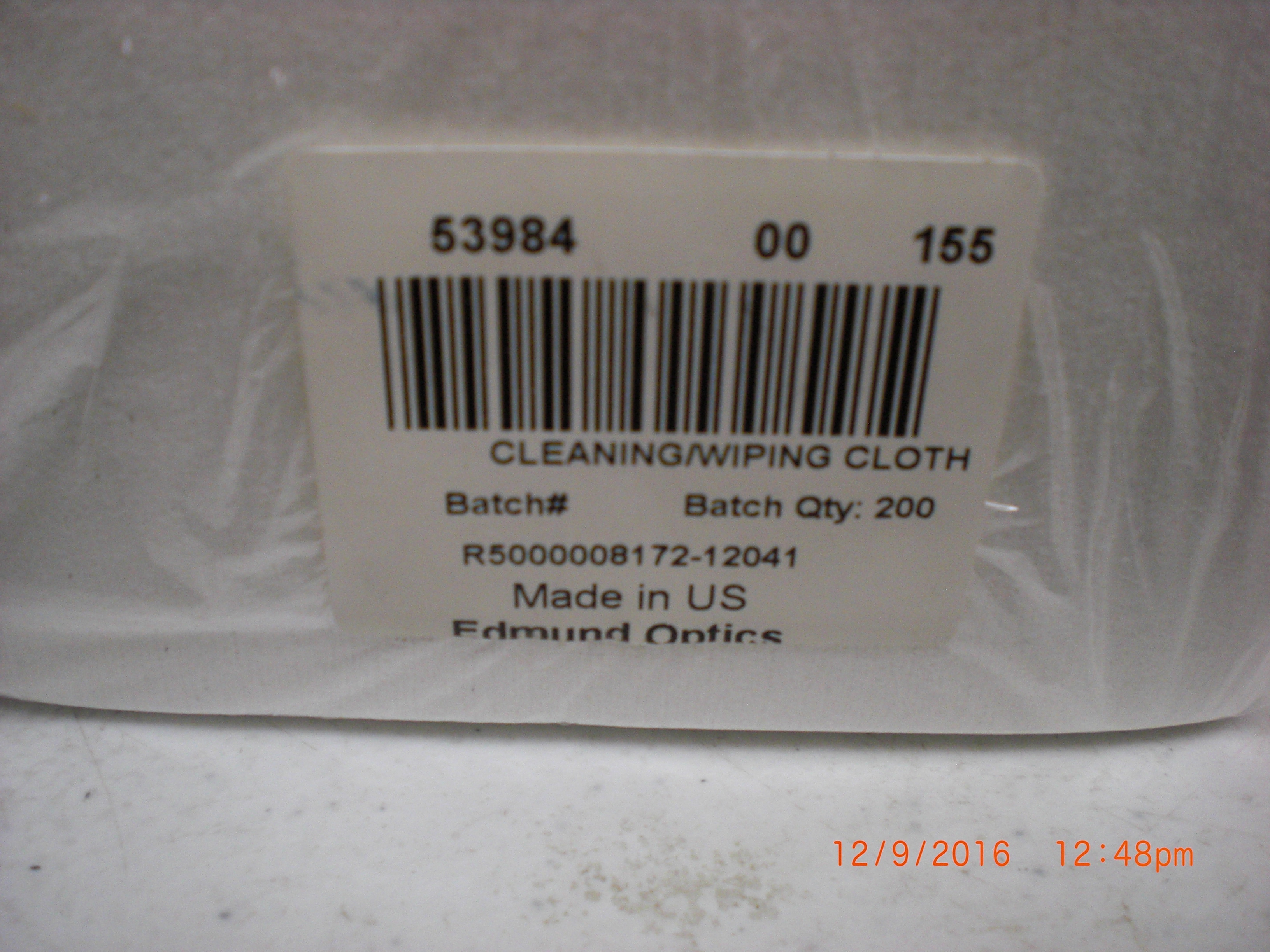 Hardware EDMUND OPTICS 53984 PKG 200 Cleaning/Wiping Cloth Lint Free