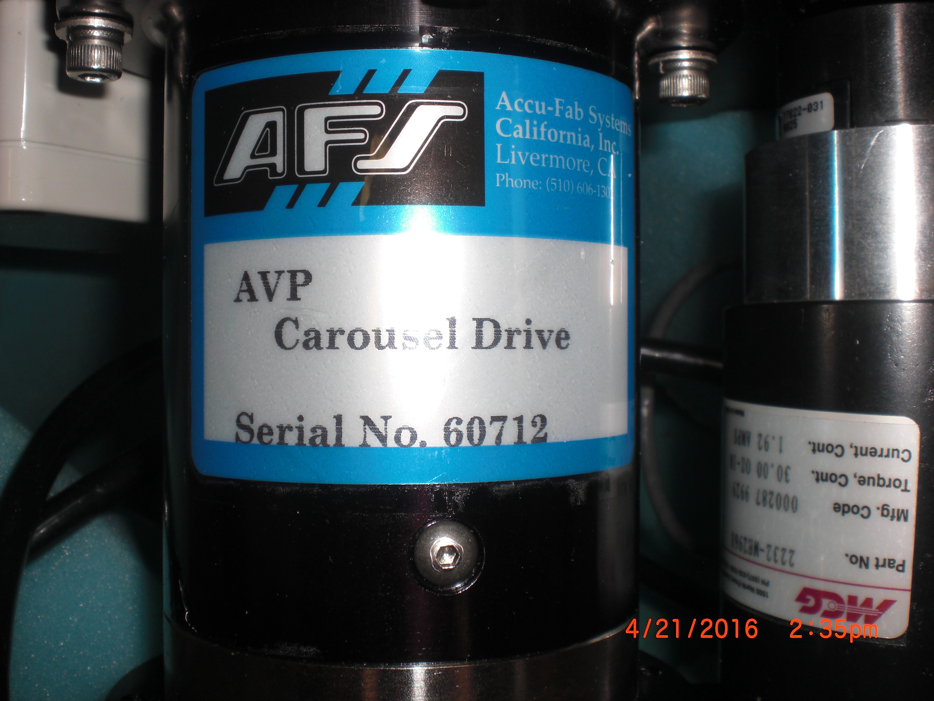 Robot SVG THERMAL 602668-04 AVP Carousel drive damaged plug ACCU-FAB  20-60-751141 