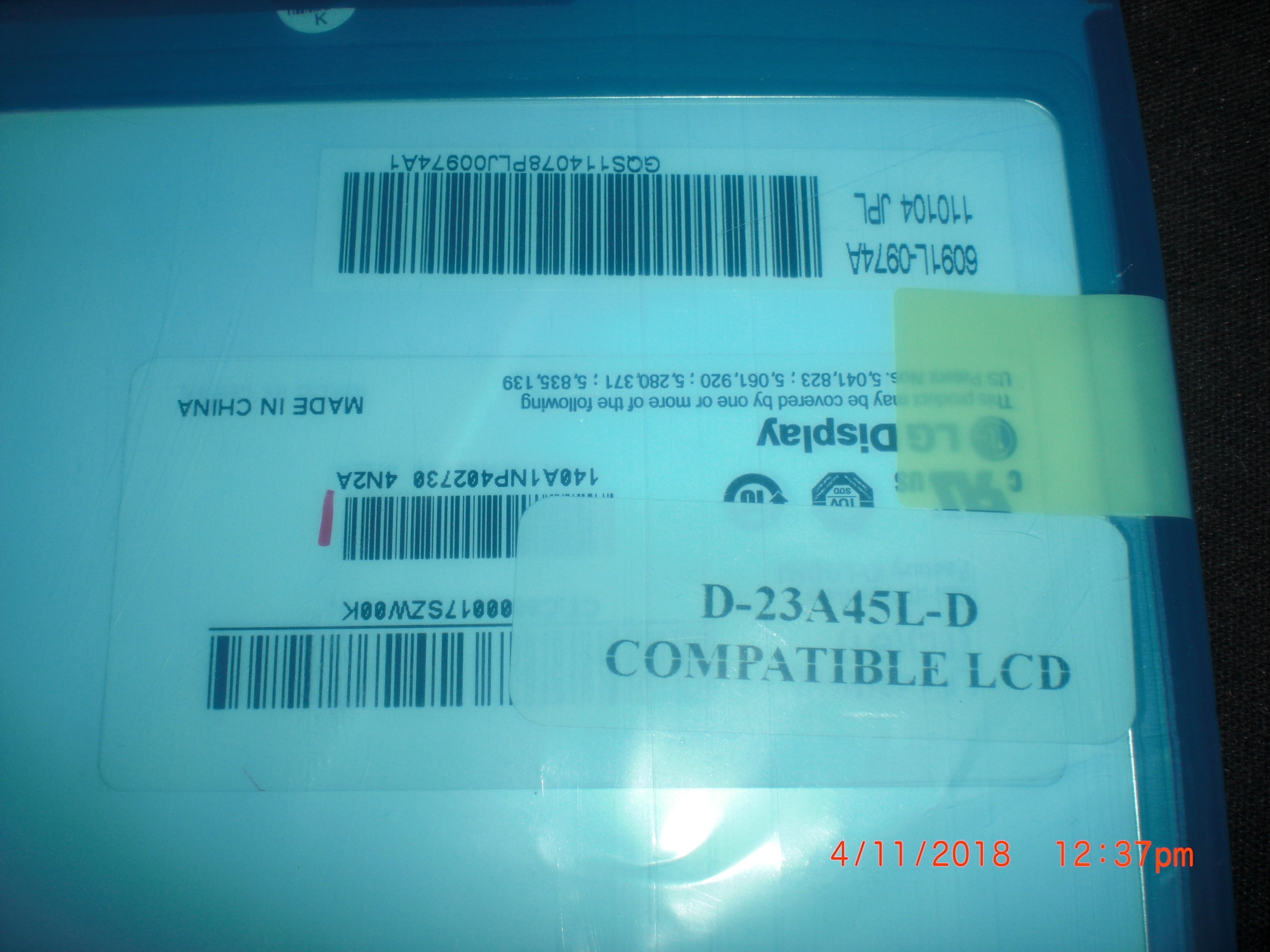 Computer Accessory LG 6091L-0974A LCD Display Screen D-23A45L-D