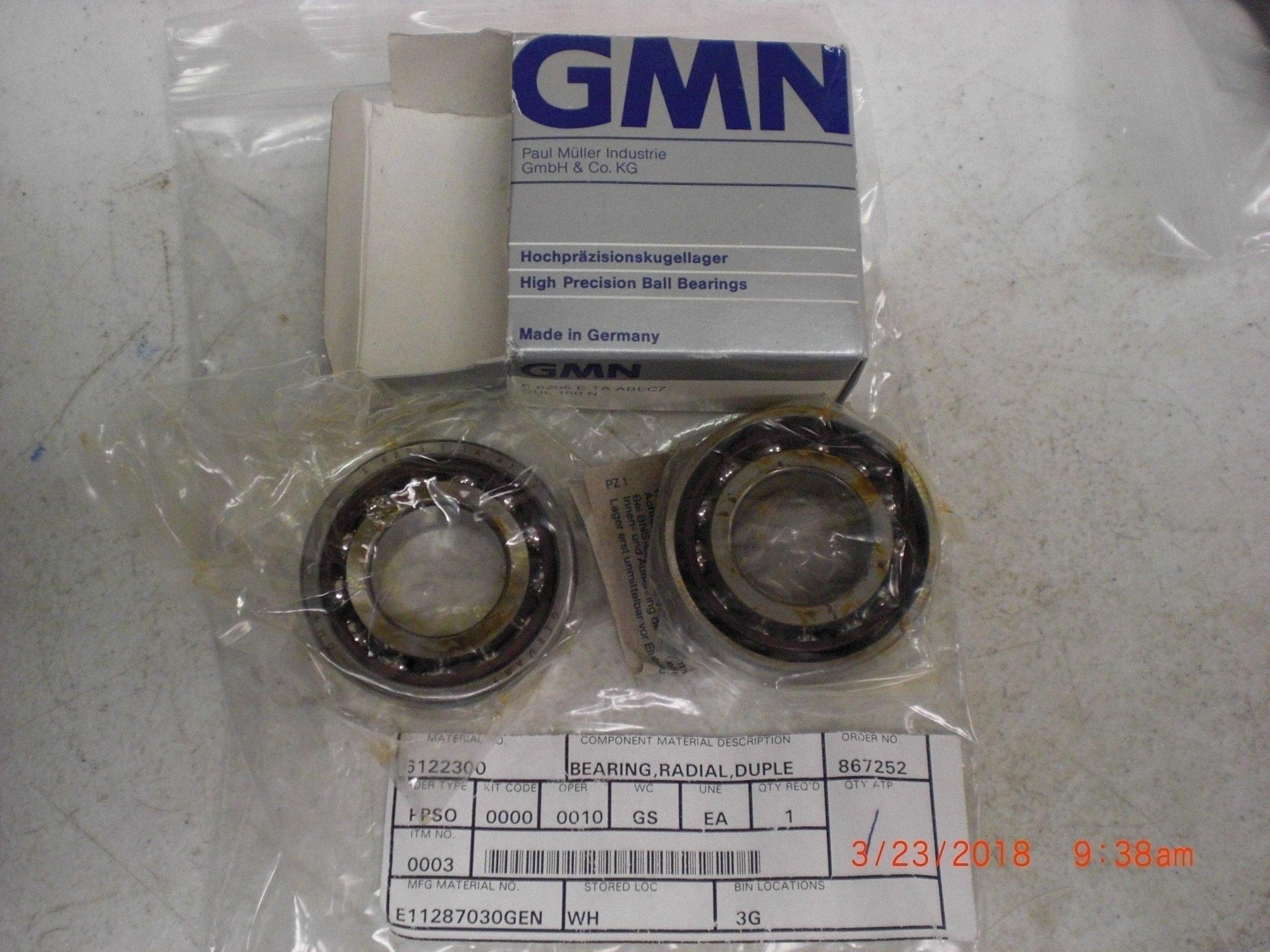 Bearing GMN S6205 VARIAN 6122300 Radial Double 