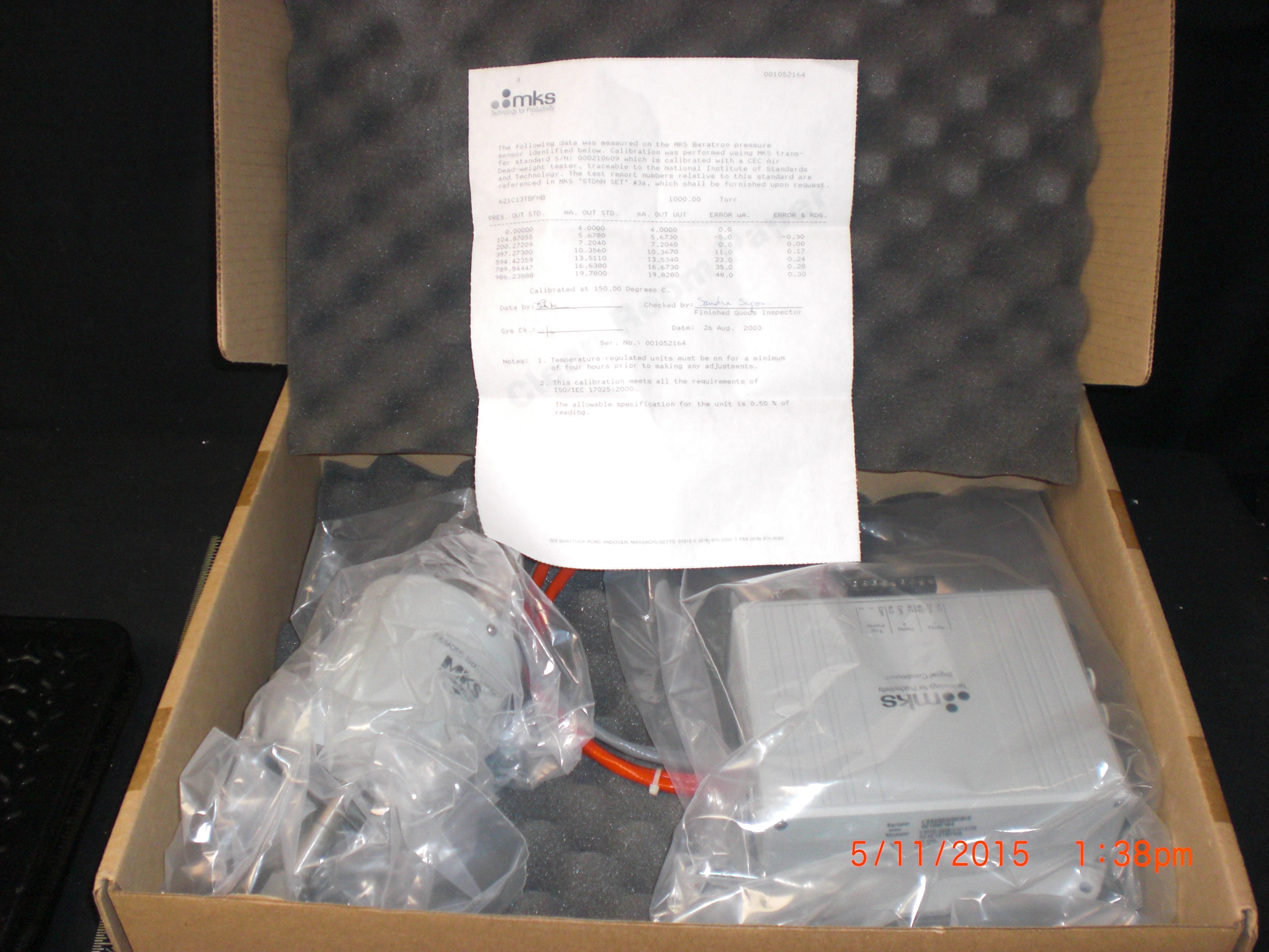 Baratron MKS  621C13TBFHB  Baratron  1000Torr Remote head and controller