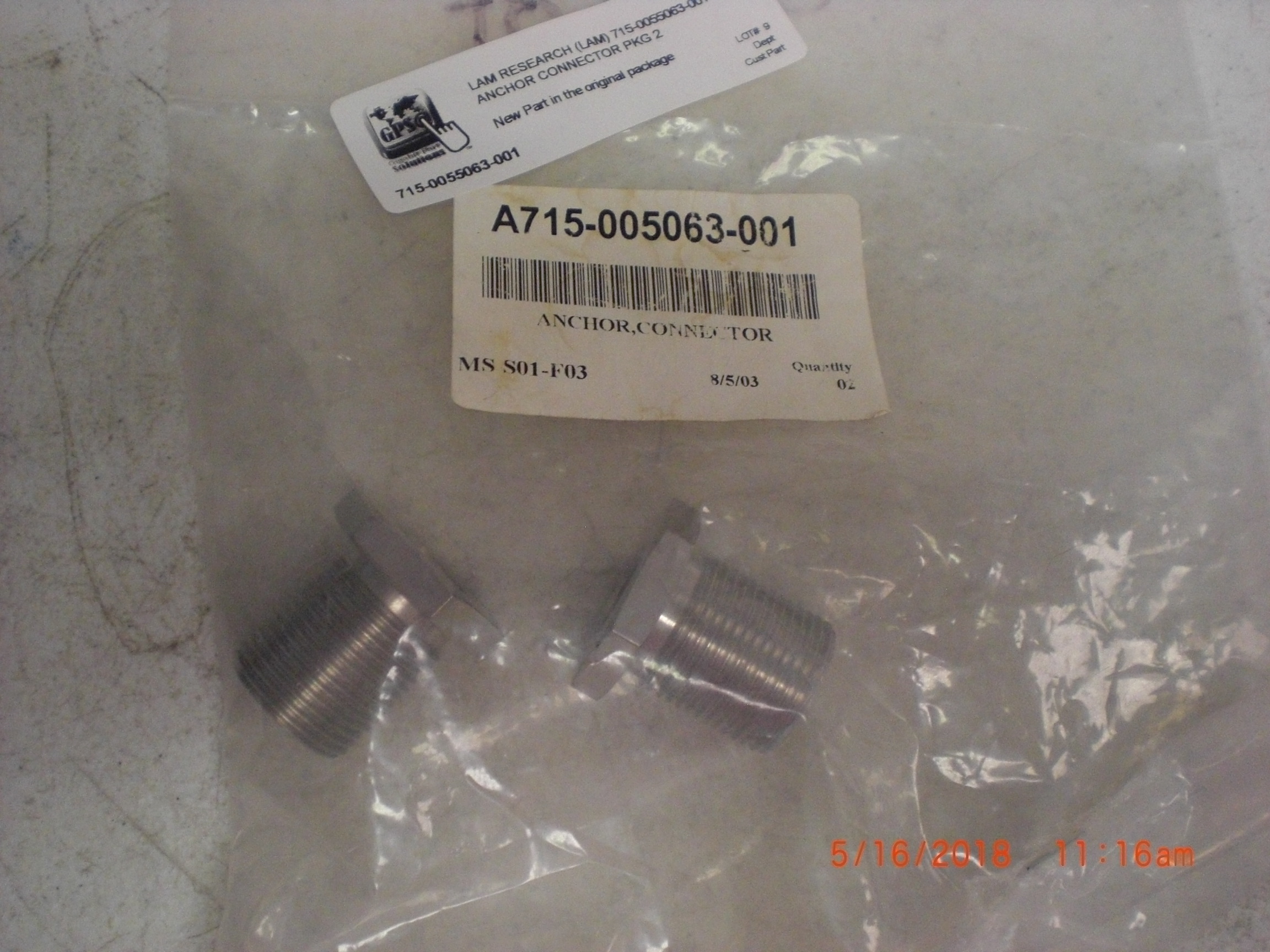 Hardware LAM RESEARCH (LAM) 715-0055063-001 Anchor Connector PKG 2