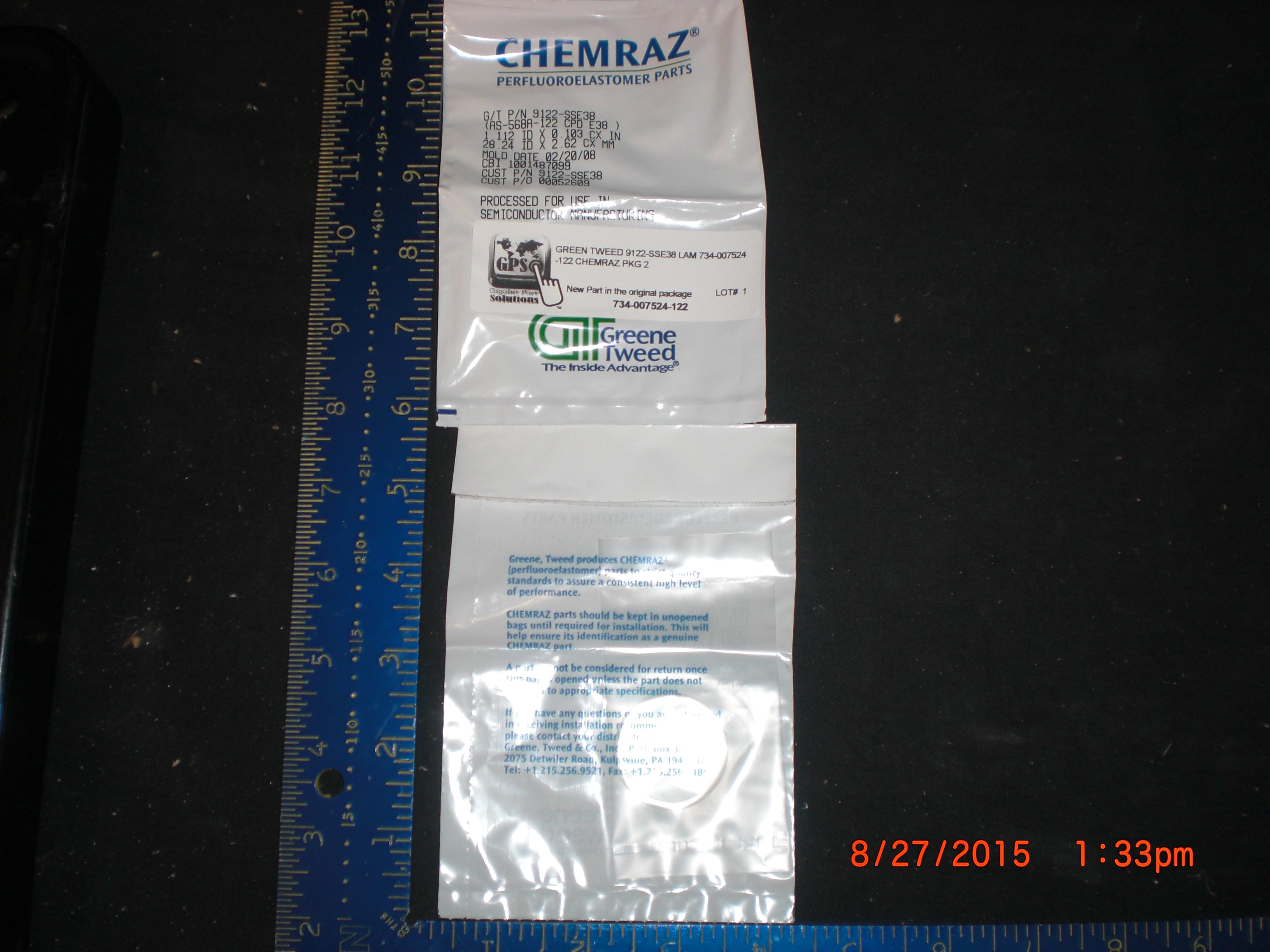 O-Ring  Chemraz PKG 2  GREEN TWEED 9122-SSE38 LAM 734-007524-122 