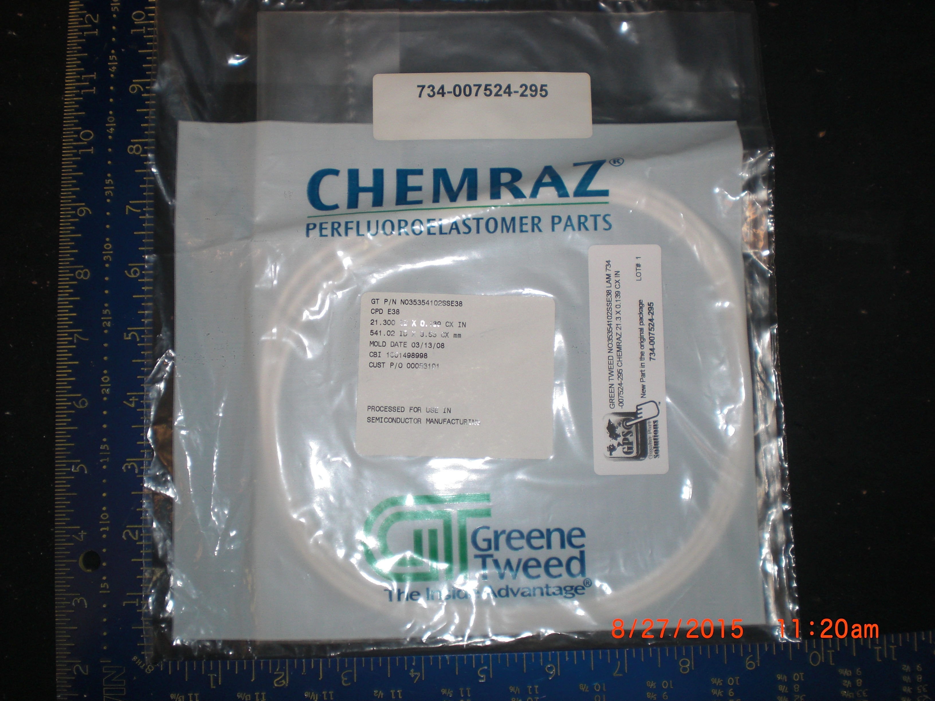 O-Ring  Chemraz 21.3 x 0.139 CX in GREEN TWEED NO35354102SSE38 LAM 734-007524-295